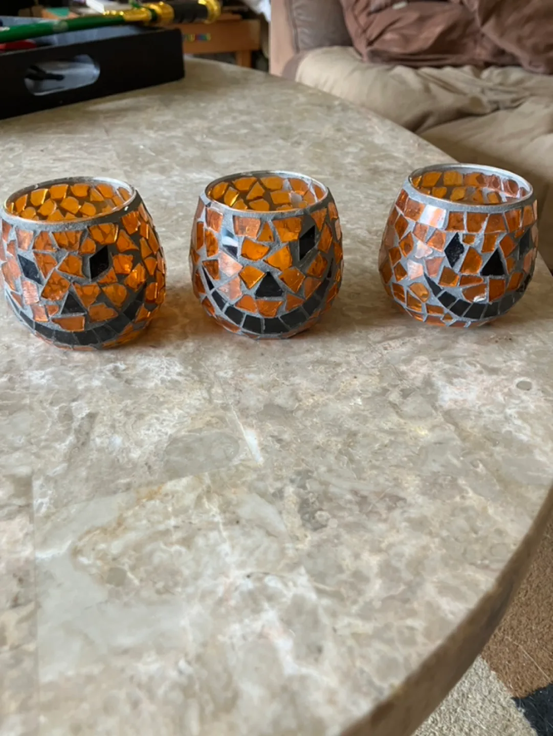 Set of 3 Mosaic Glass Candle Holders thumbnail