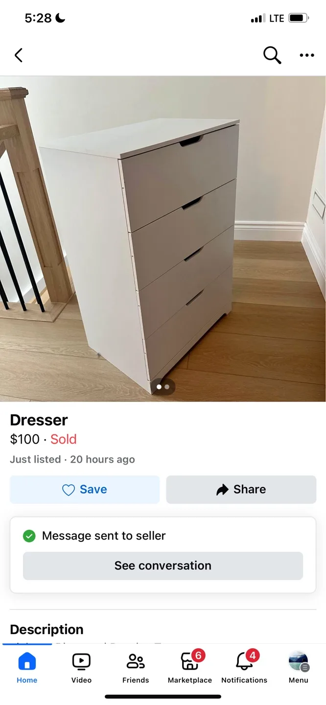 Brand new in box White 4 Drawer Dresser (delivery available) image indicator(6)