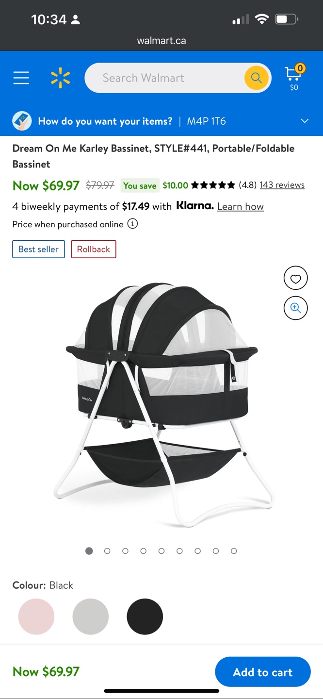 Dream On Me Karley Bassinet Black
