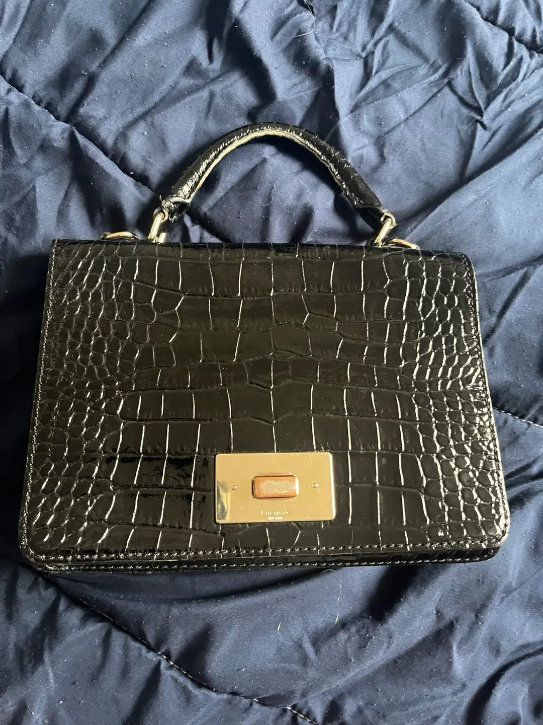 Kate Spade Black Crocodile Embossed Handbag image indicator(2)