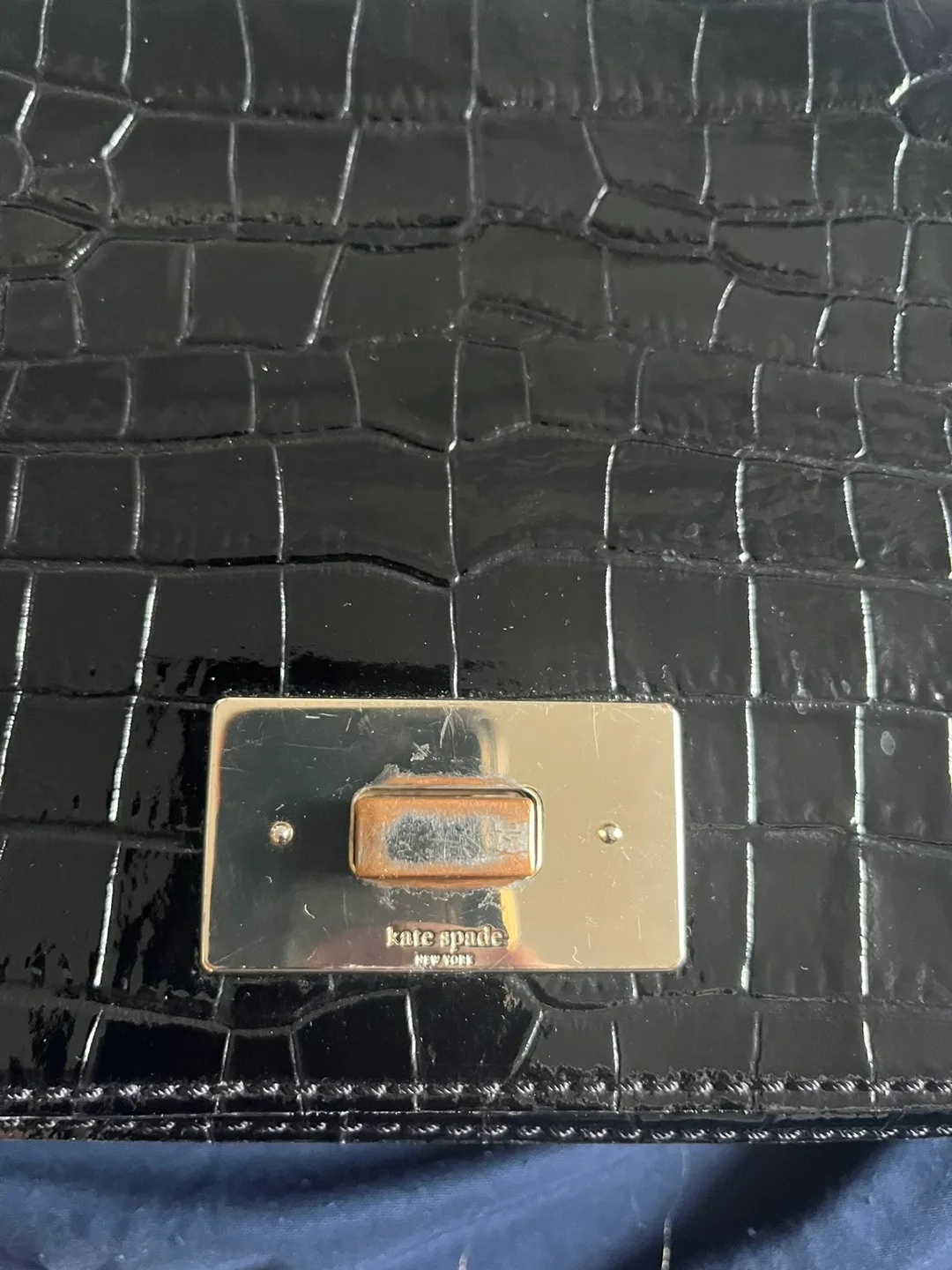 Kate Spade Black Crocodile Embossed Handbag image indicator(4)