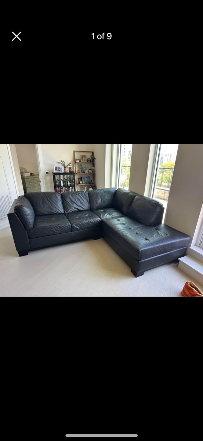 Black Leather Sectional Sofa