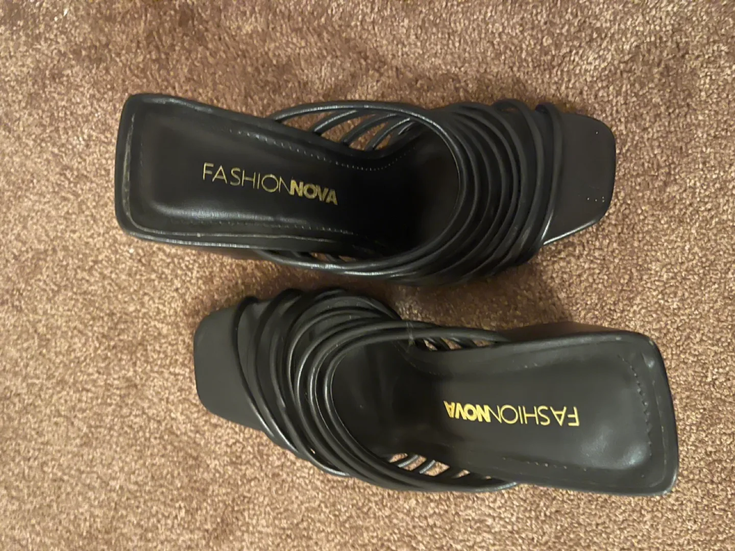 Fashion Nova Black Strappy Block Heel Mules image indicator(4)