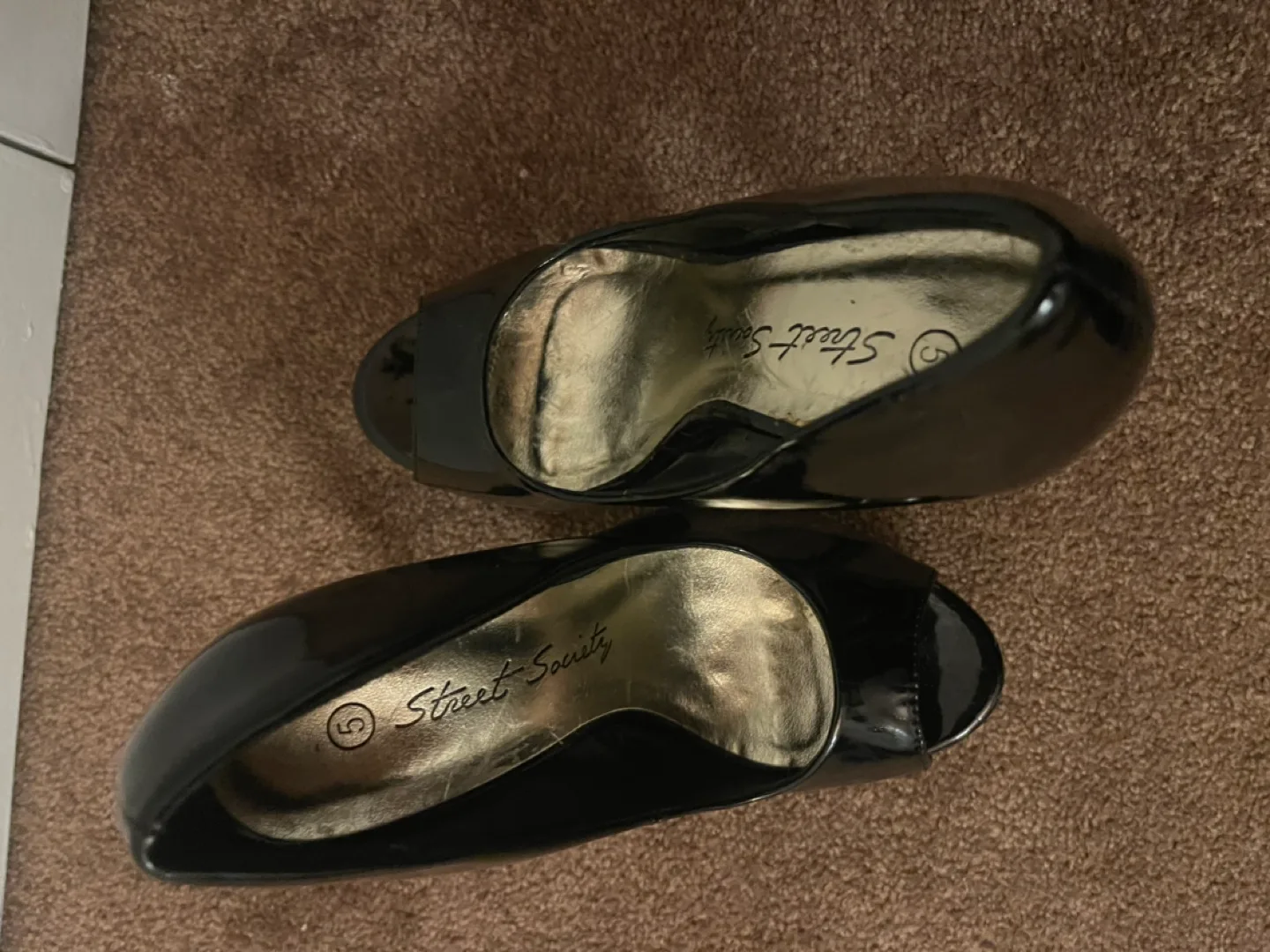 Black Patent Leather Platform Heels with Leopard Print Heel image indicator(3)