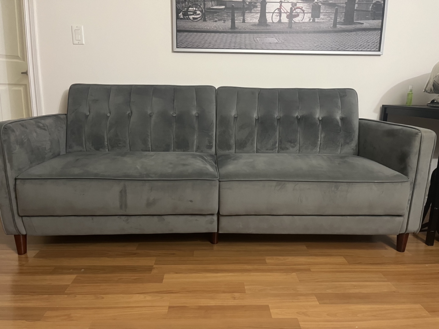 Grey velvet Nia sleeper sofa Willa arlo interiors