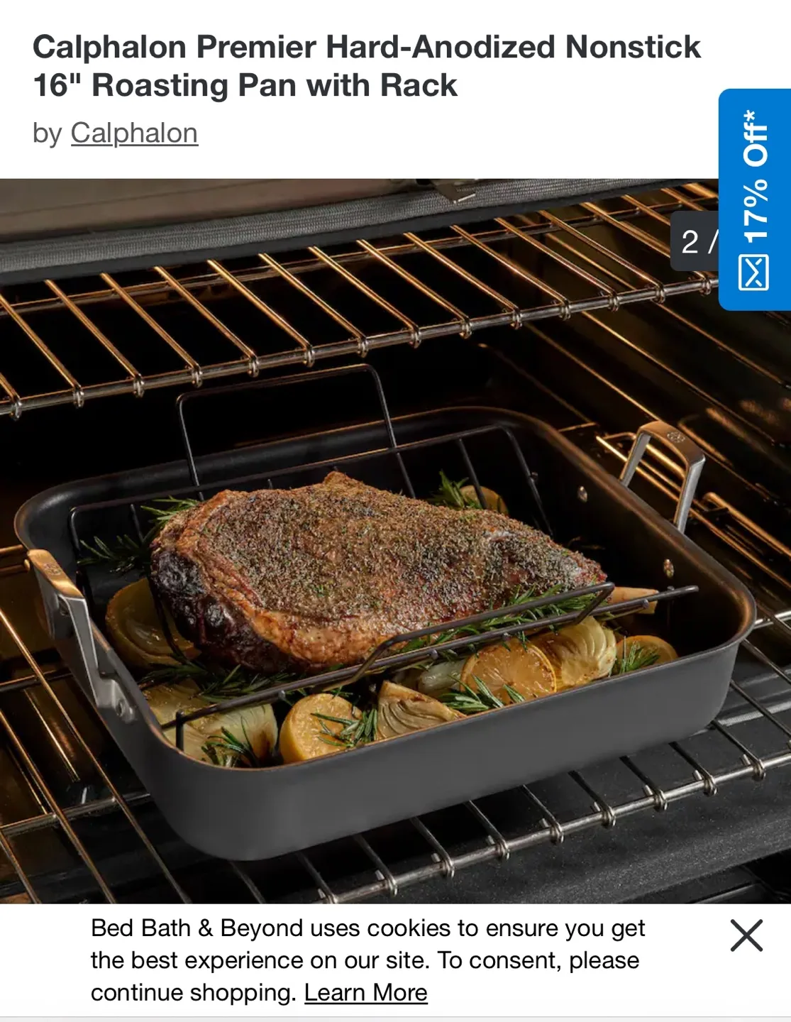Calphalon Premier Hard-Anodized Roasting Pan with Rack image indicator(3)