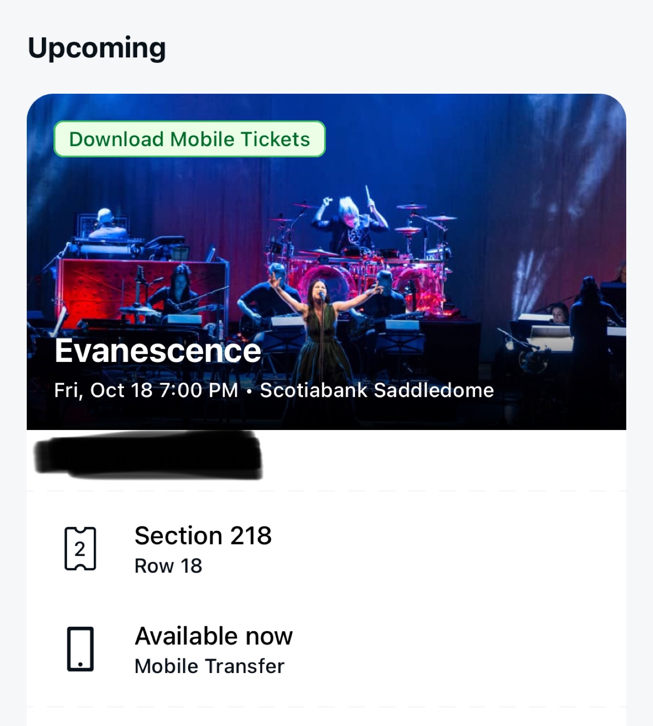 Evanescence Concert Tickets - Scotiabank Saddledome - October 18