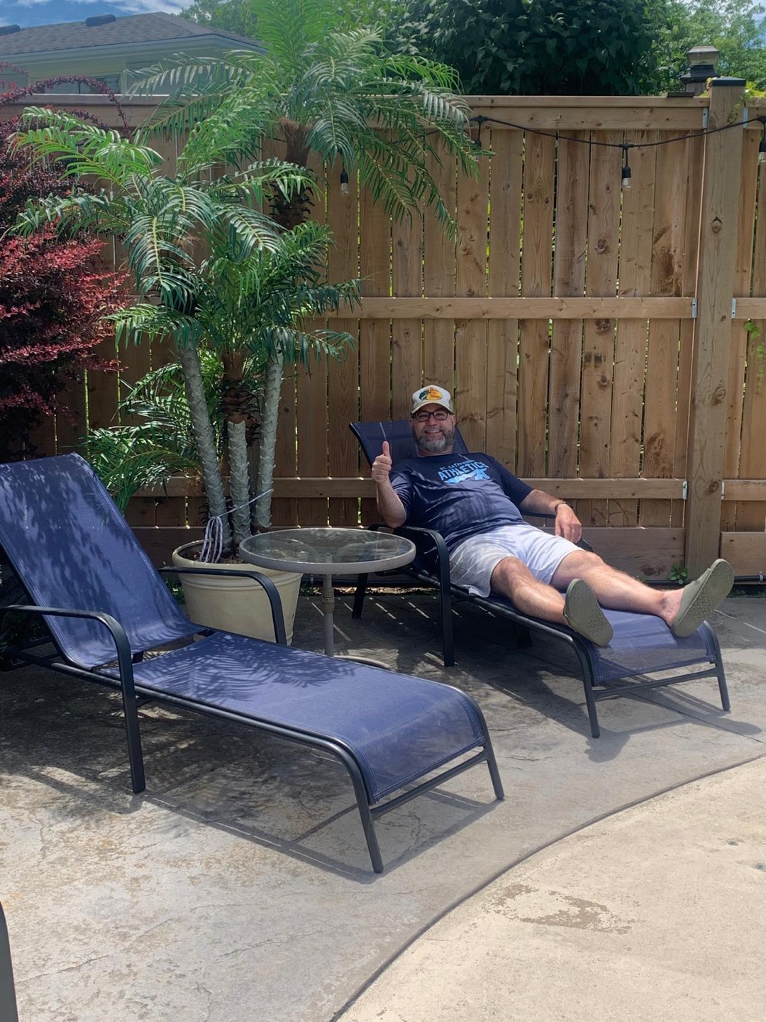 Blue Patio Lounger x2