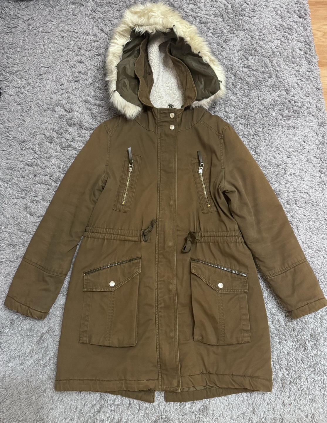 Olive Green Winter Parka Jacket - photo 2