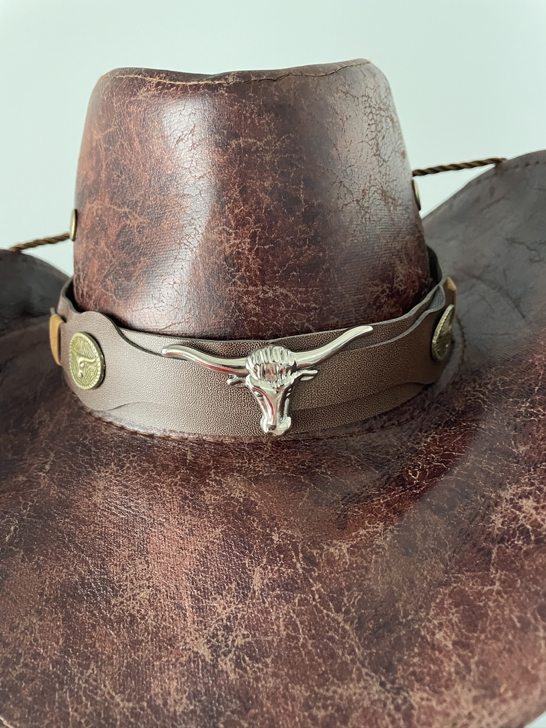 Brown Faux Leather Cowboy Hat - photo 2