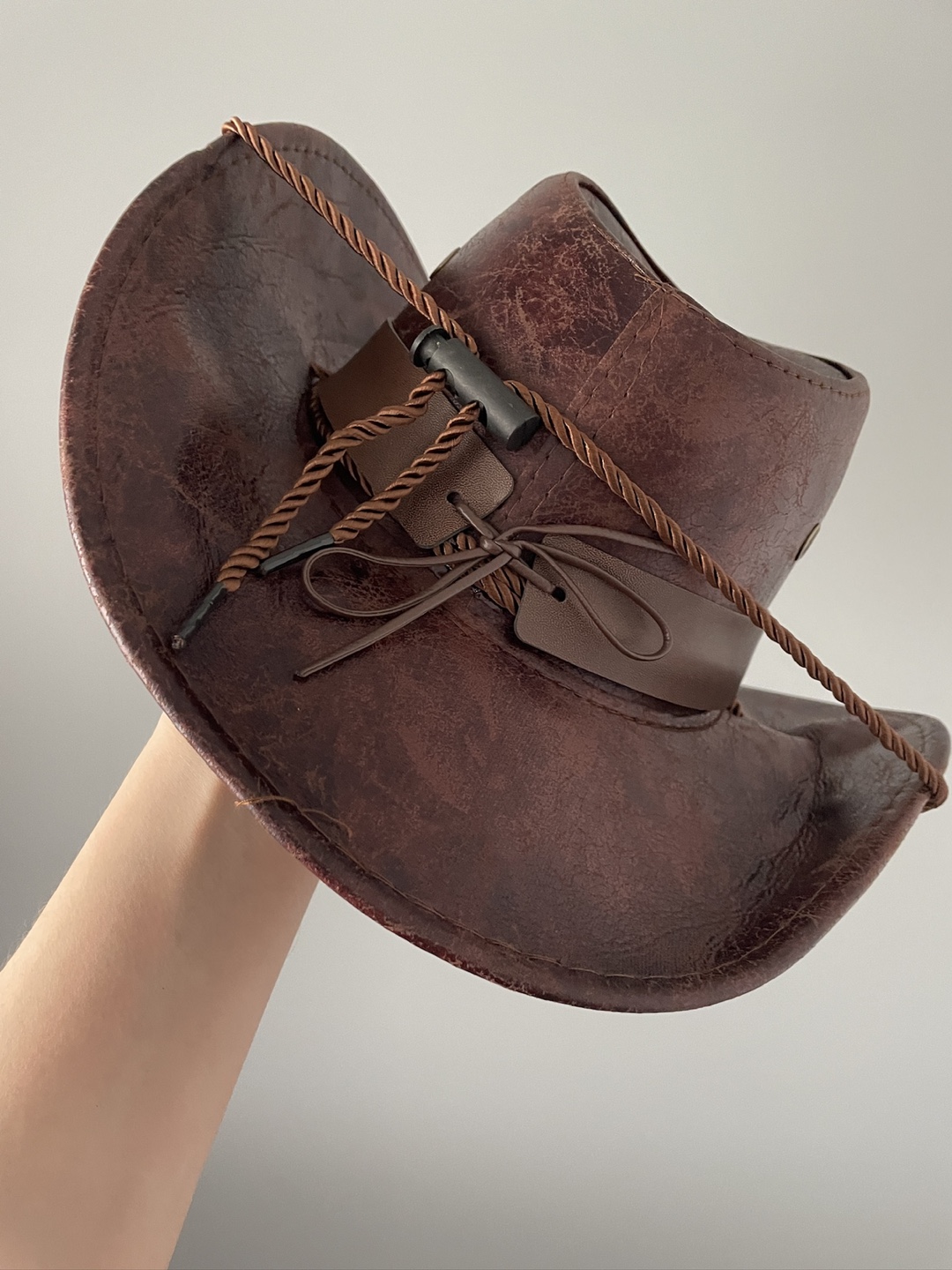 Brown Faux Leather Cowboy Hat - photo 3