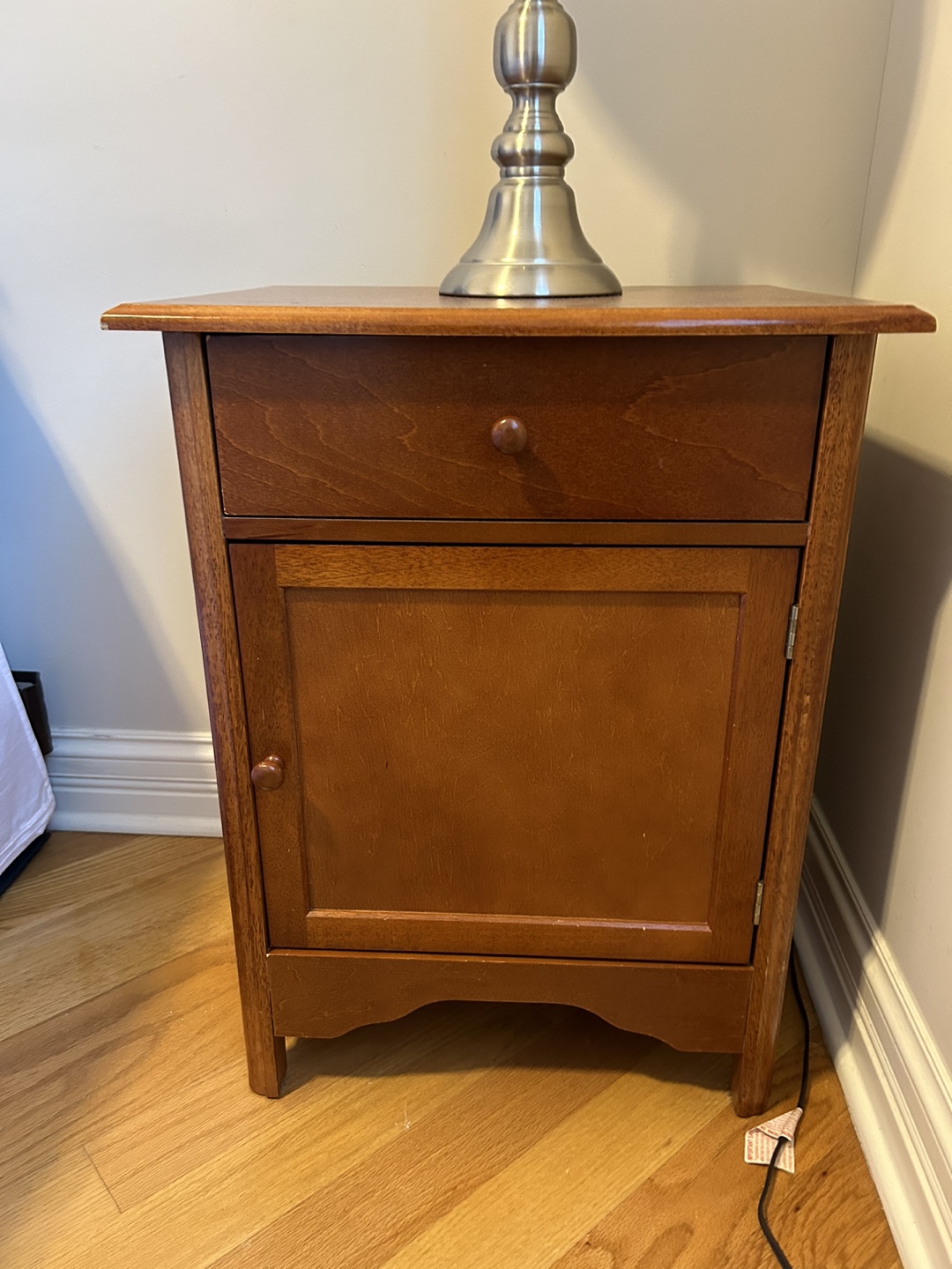 Wooden Nightstand with Drawer and Door - photo 2