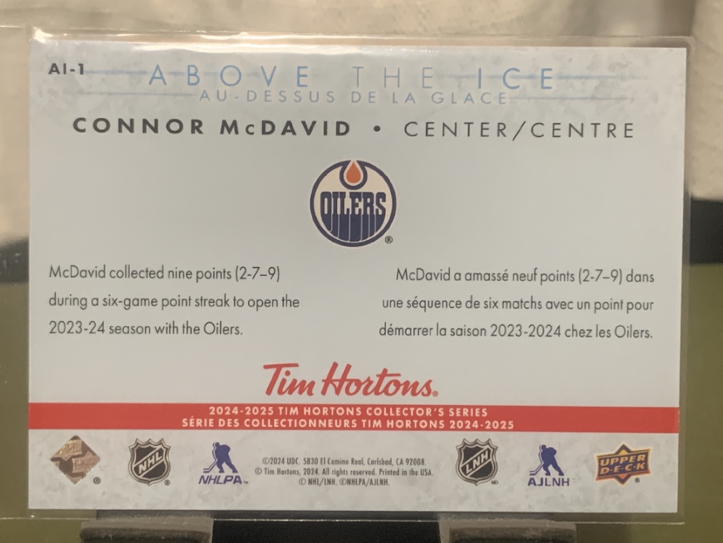 Above the Ice AI-1 Hockey Card Connor McDavid - photo 2