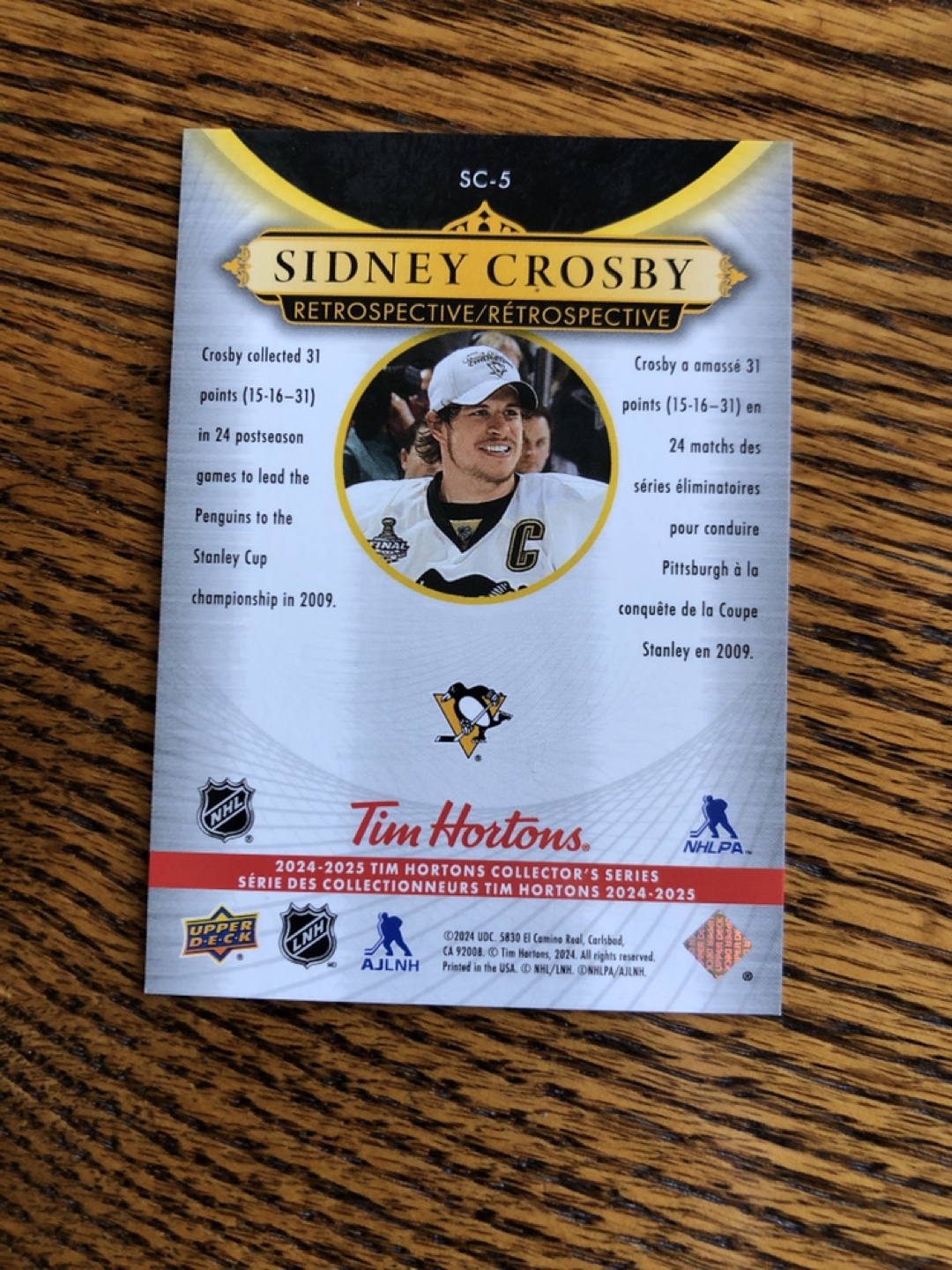 Sidney Crosby Tim Hortons Hockey Card - photo 2