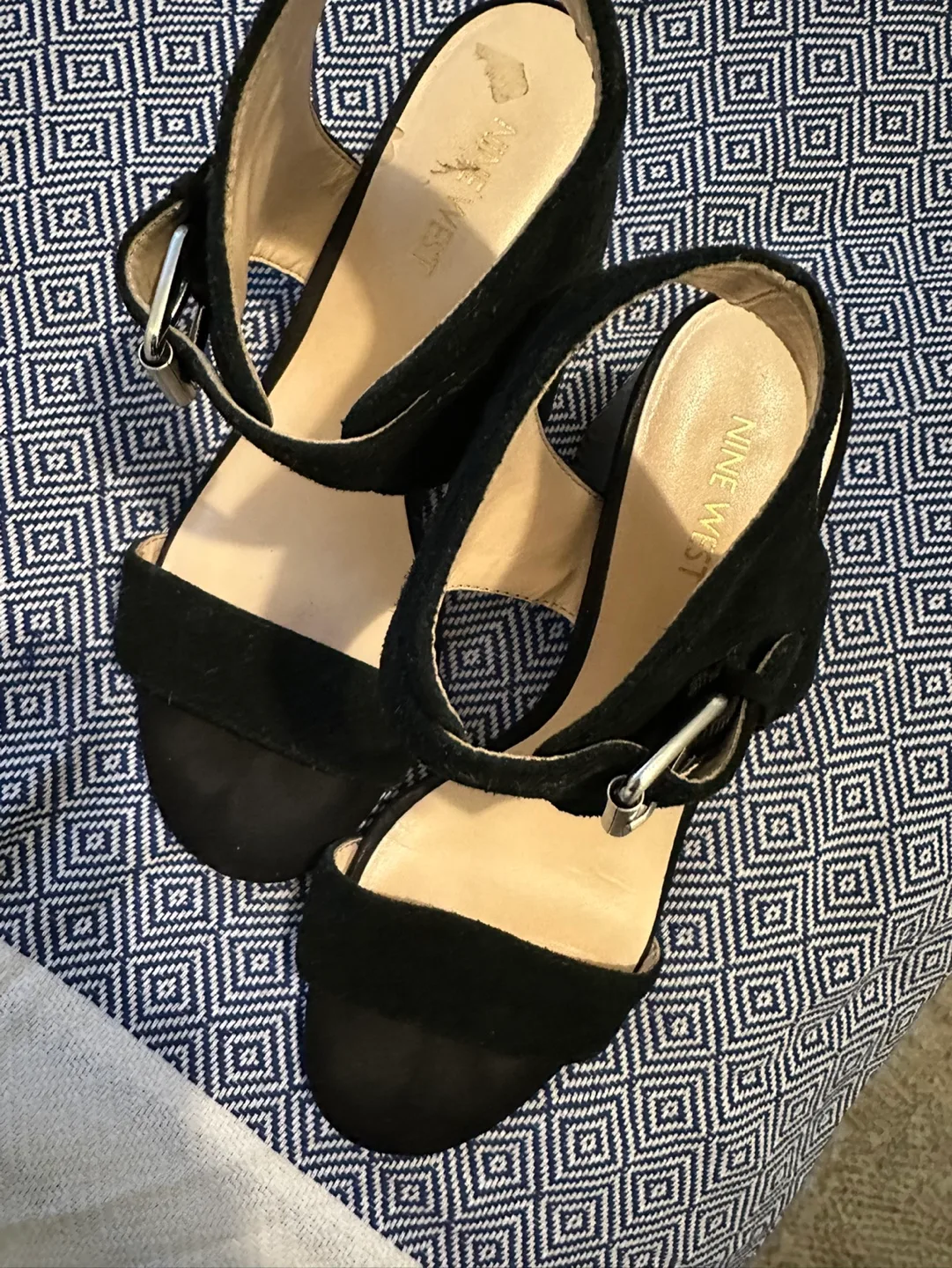 Nine West Black Suede Buckle Sandals image indicator(2)