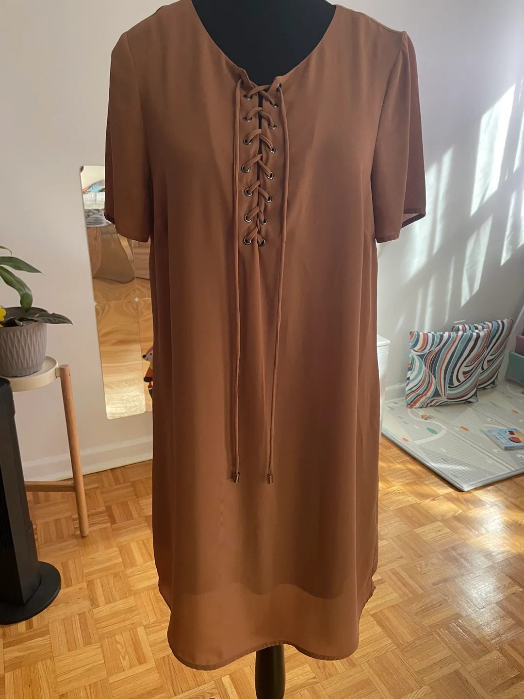 Brown Lace-up Cami Dress thumbnail