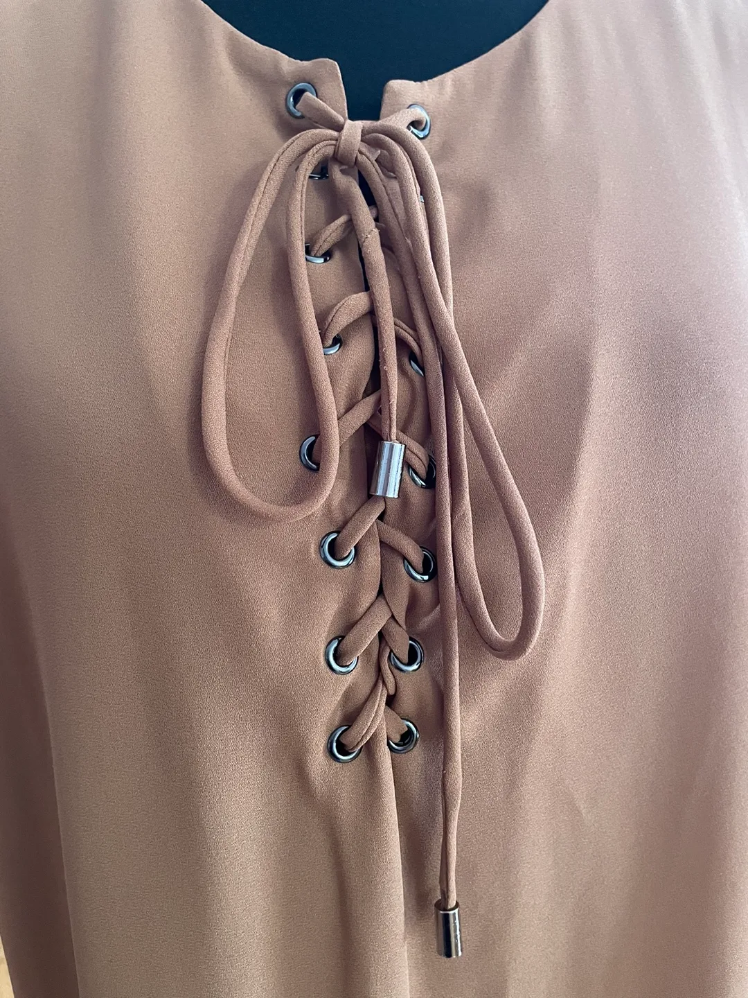 Brown Lace-up Cami Dress image indicator(4)