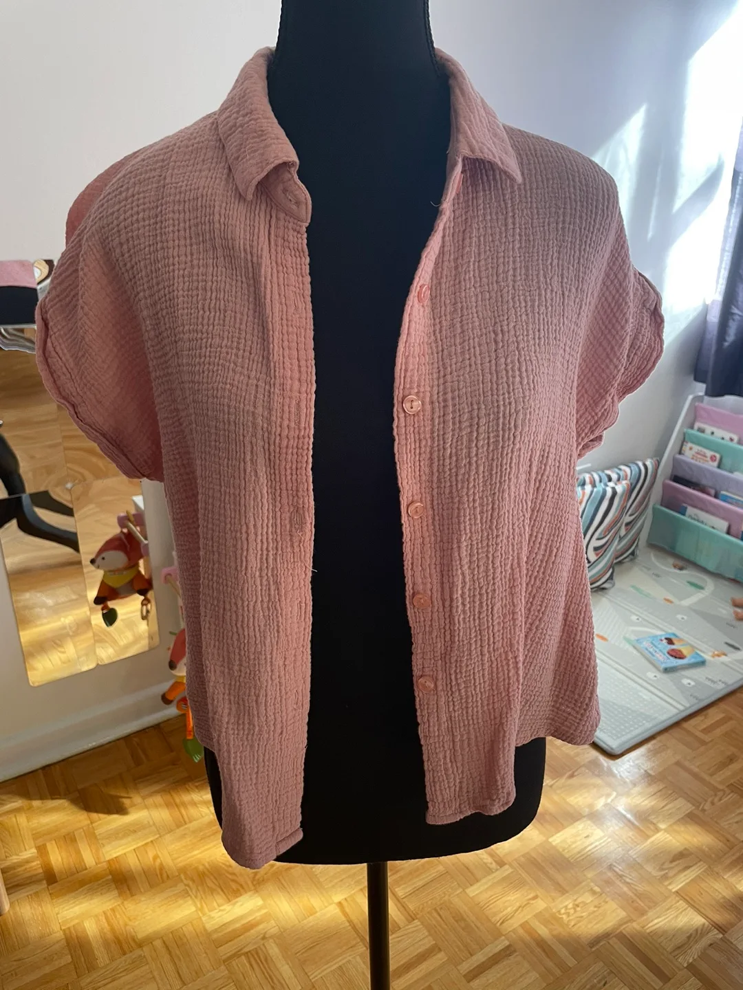 Pink Short Sleeve Button Up Shirt thumbnail