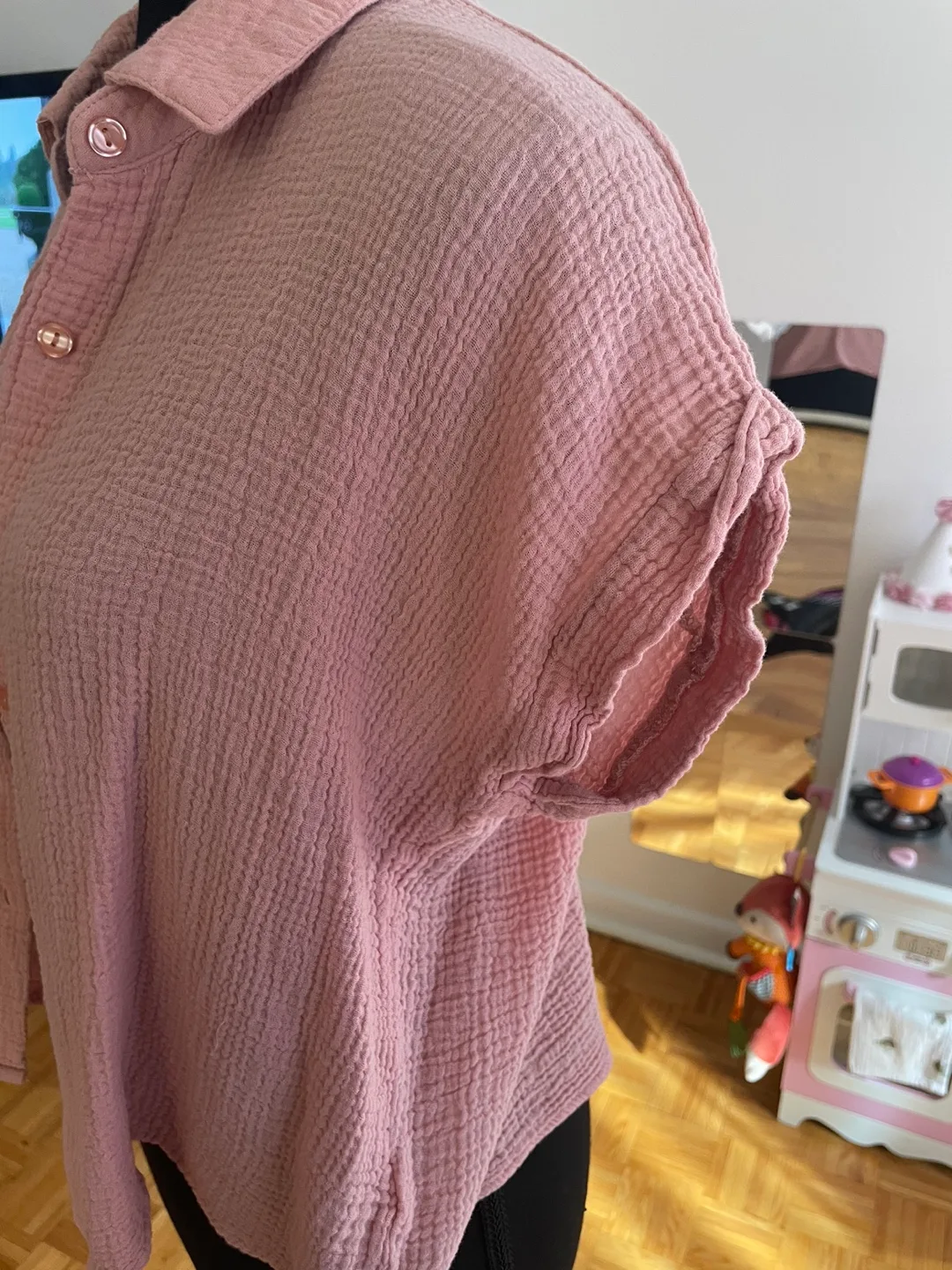 Pink Short Sleeve Button Up Shirt image indicator(2)