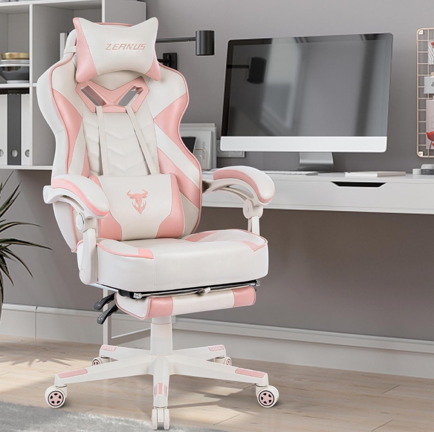 Zeanus Gaming Chair with Massage Lumbar Pillow