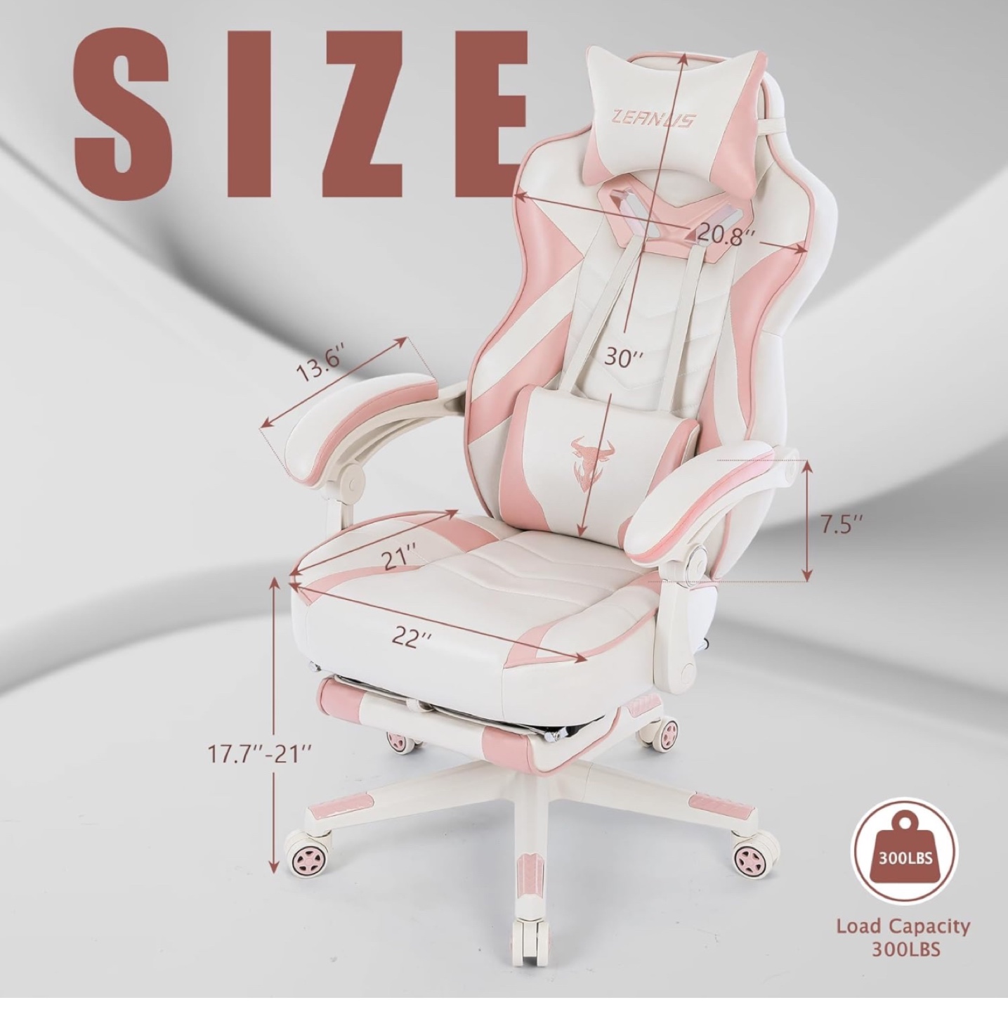 Zeanus Gaming Chair with Massage Lumbar Pillow - photo 2