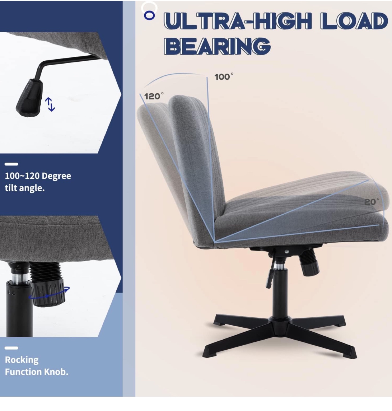 Grey Swivel Office Chair with Adjustable Height - photo 3