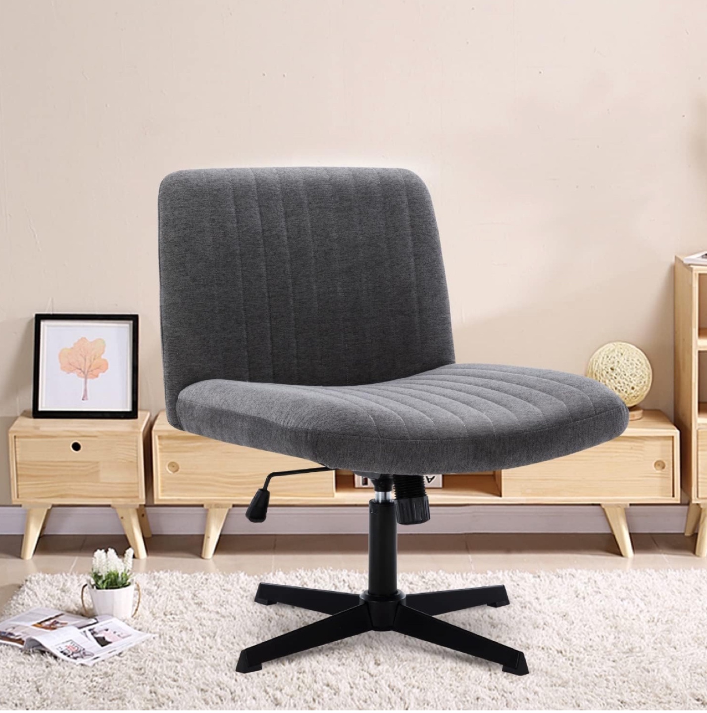Grey Swivel Office Chair with Adjustable Height