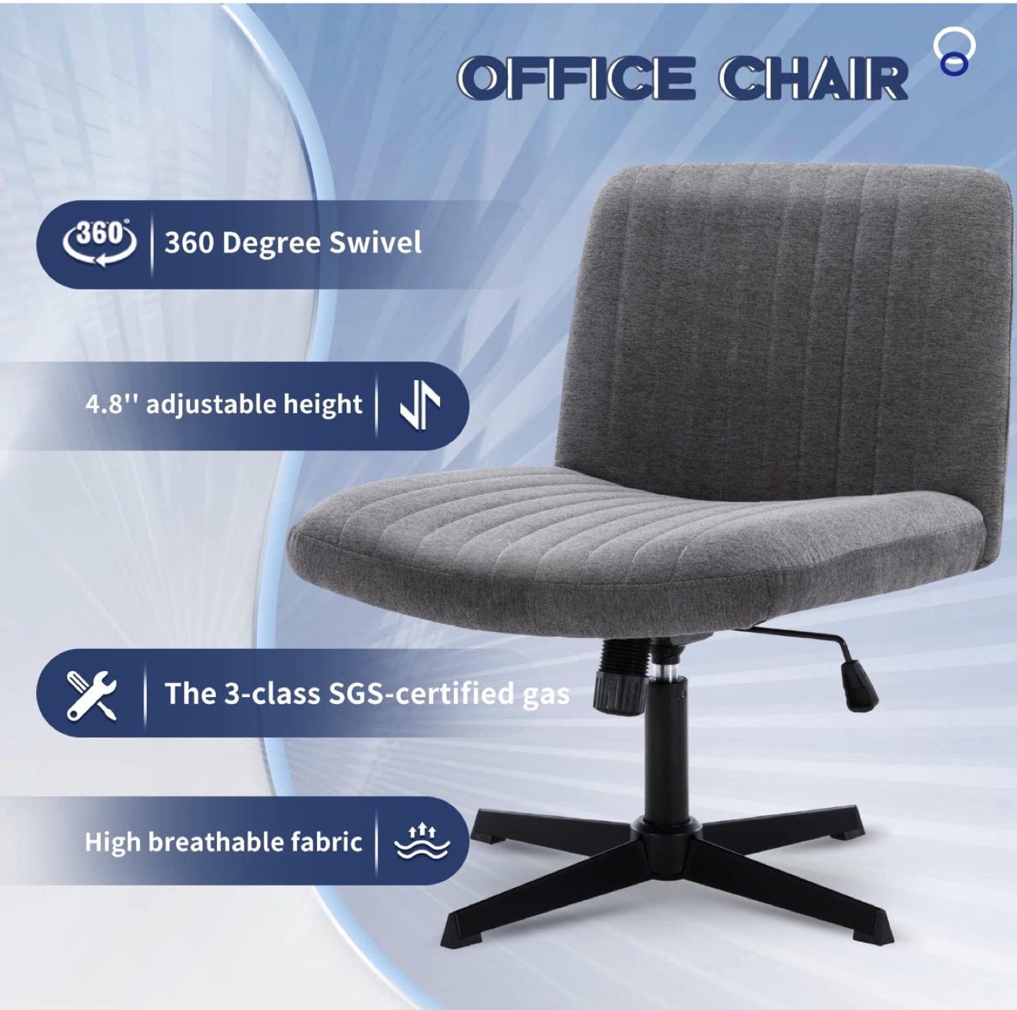 Grey Swivel Office Chair with Adjustable Height - photo 4