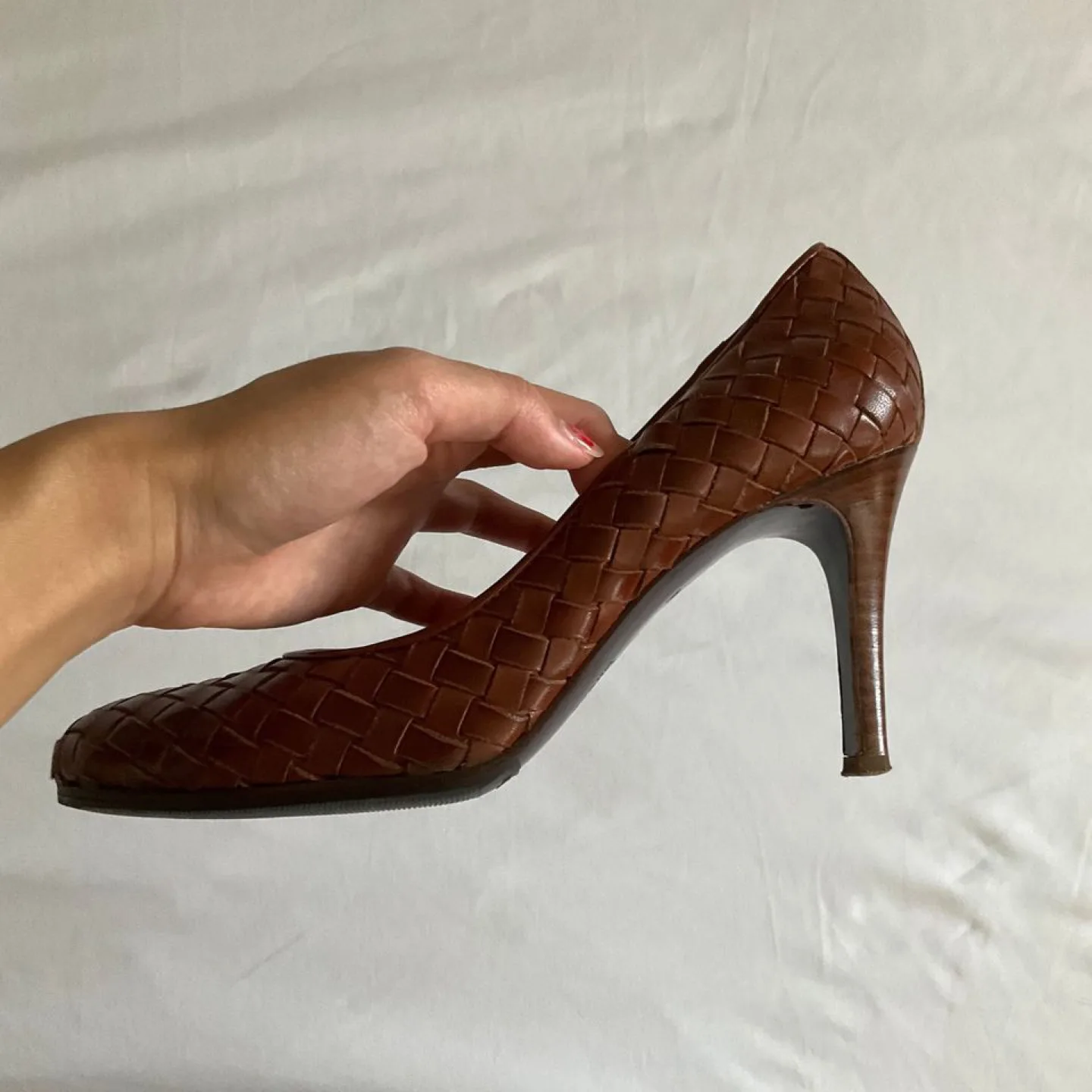 Cole Haan Brown Woven Leather Pumps Size 7.5 image indicator(2)