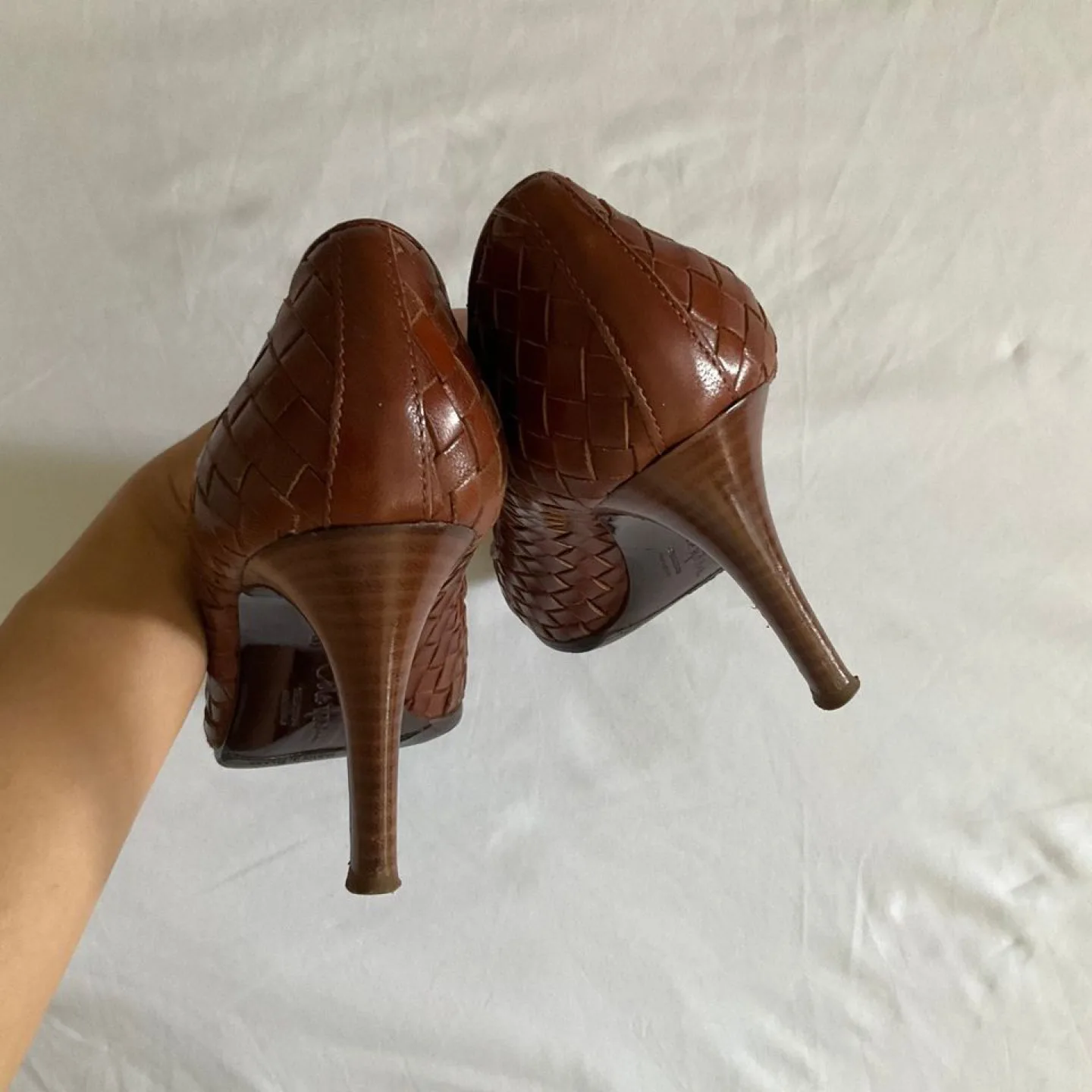 Cole Haan Brown Woven Leather Pumps Size 7.5 image indicator(4)