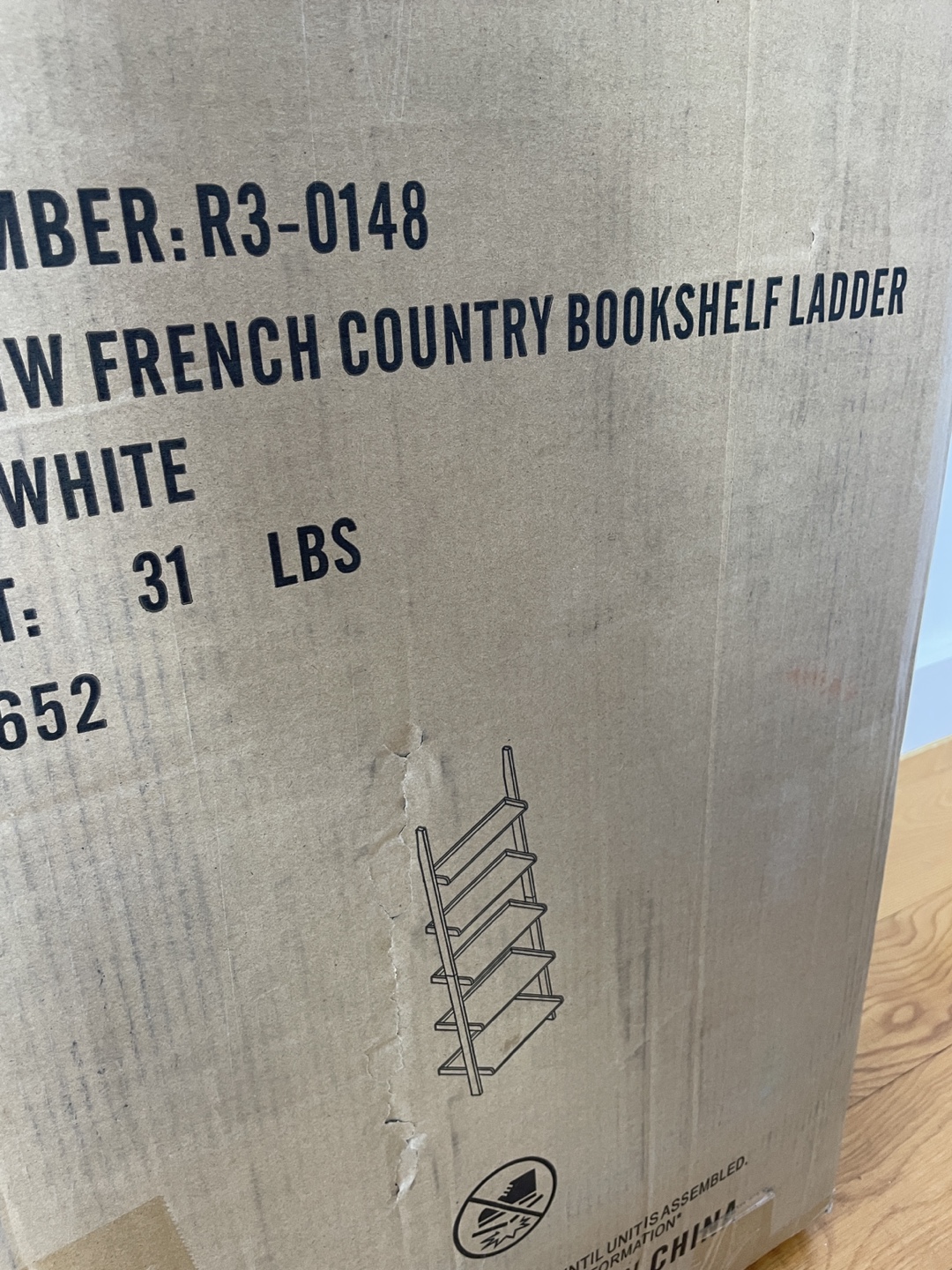 New in Box White Ladder Bookshelf