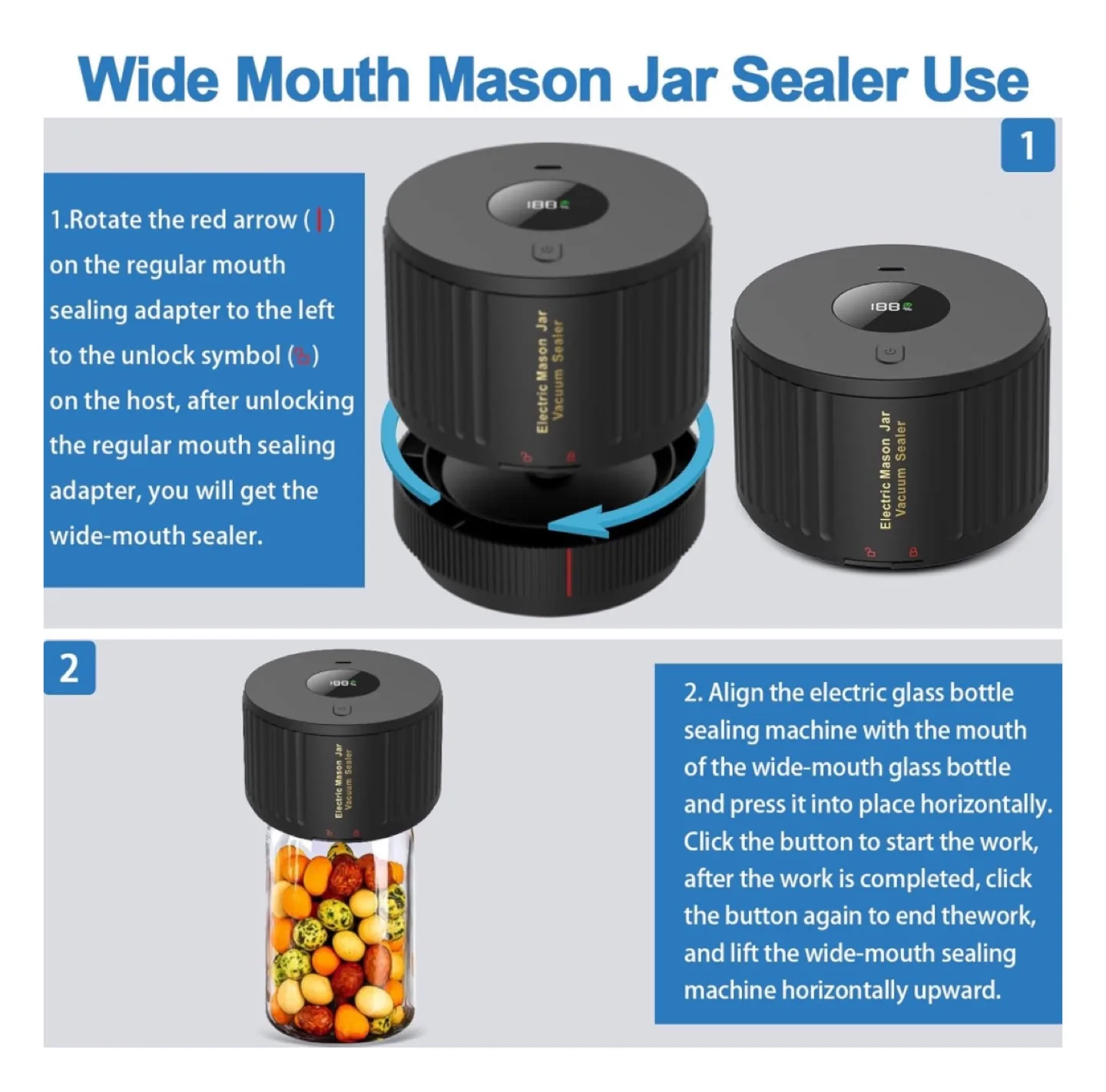 Electric Mason Jar Vacuum Sealer image indicator(3)