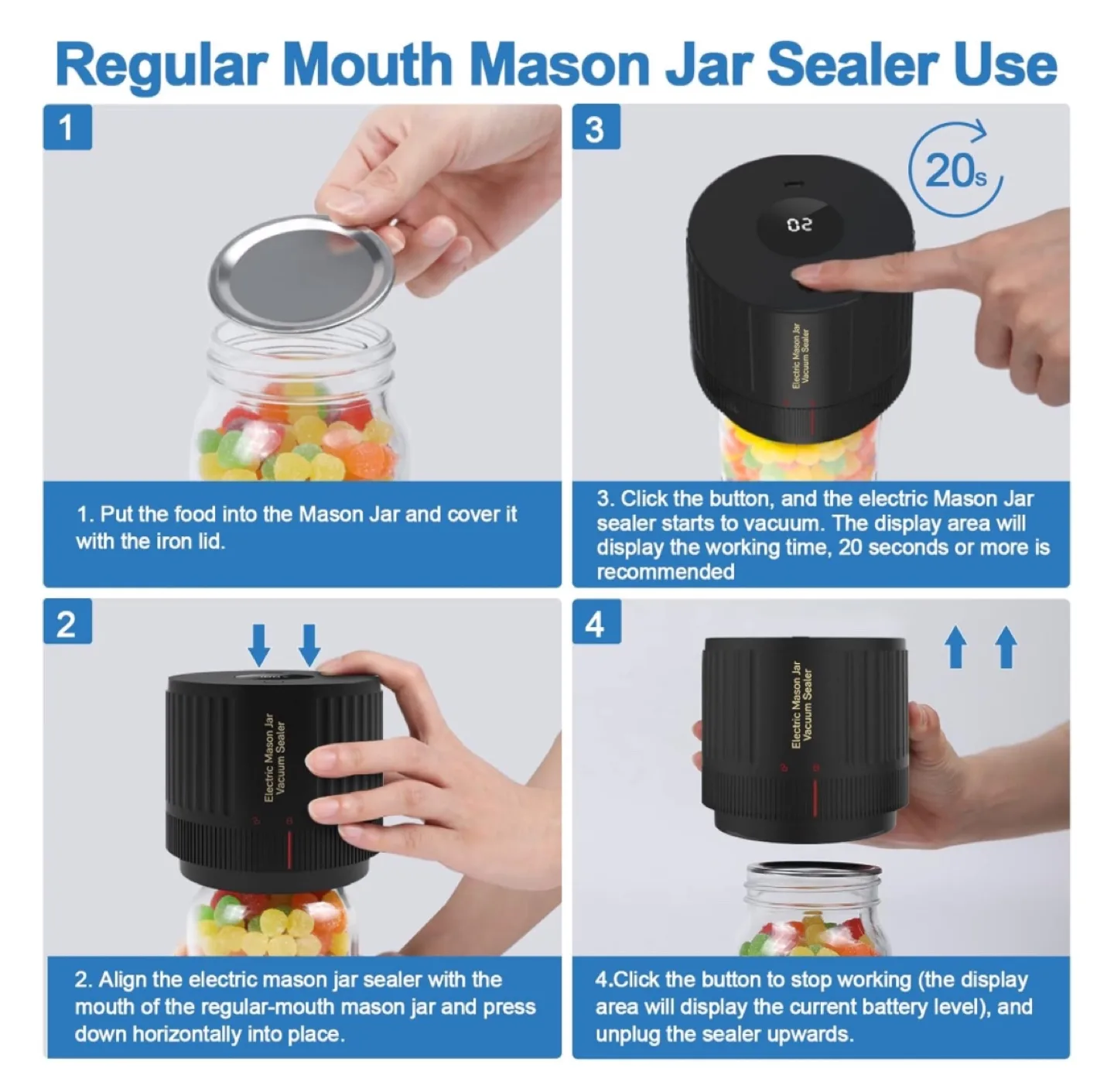 Electric Mason Jar Vacuum Sealer image indicator(2)