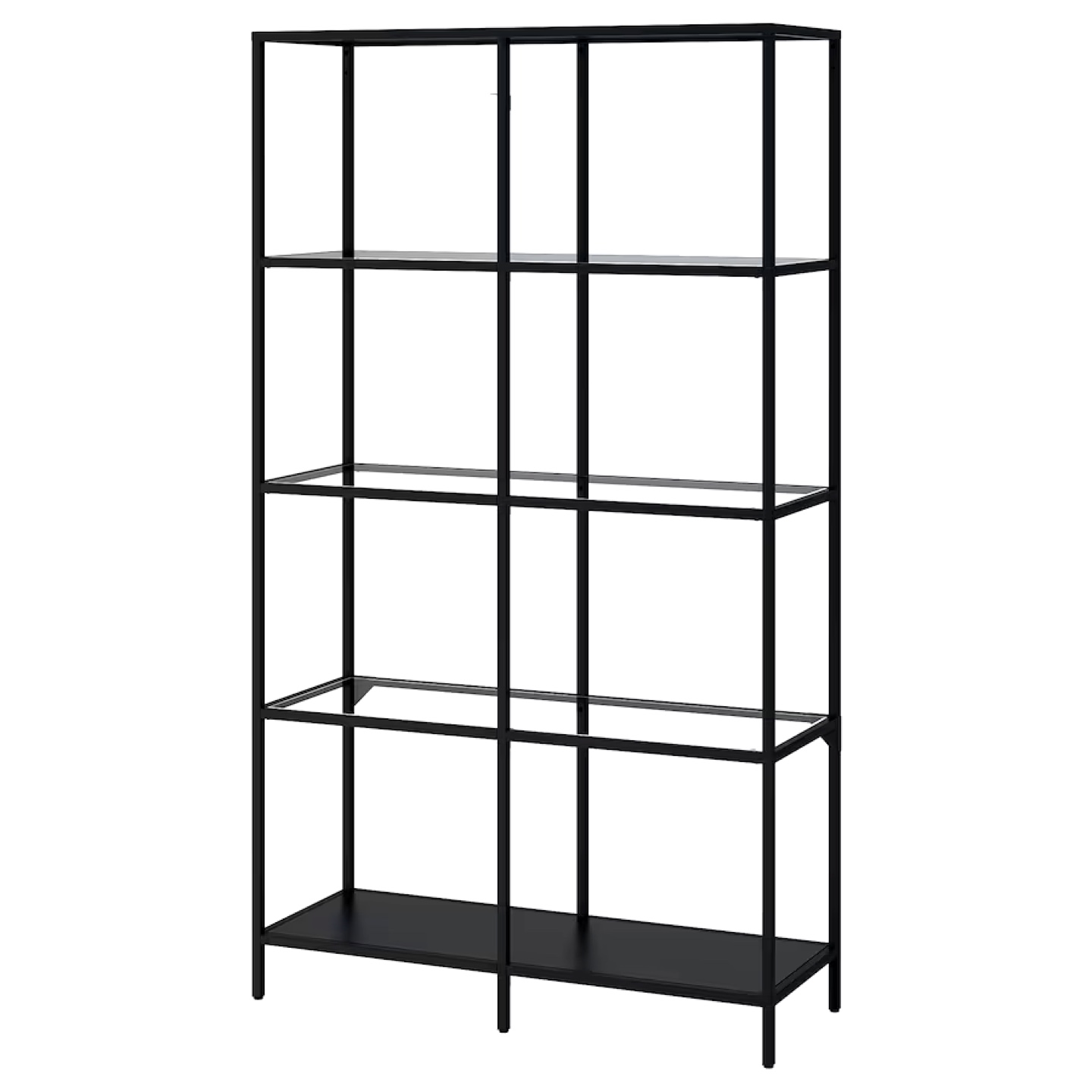 Black Metal & Glass Bookcase Shelf