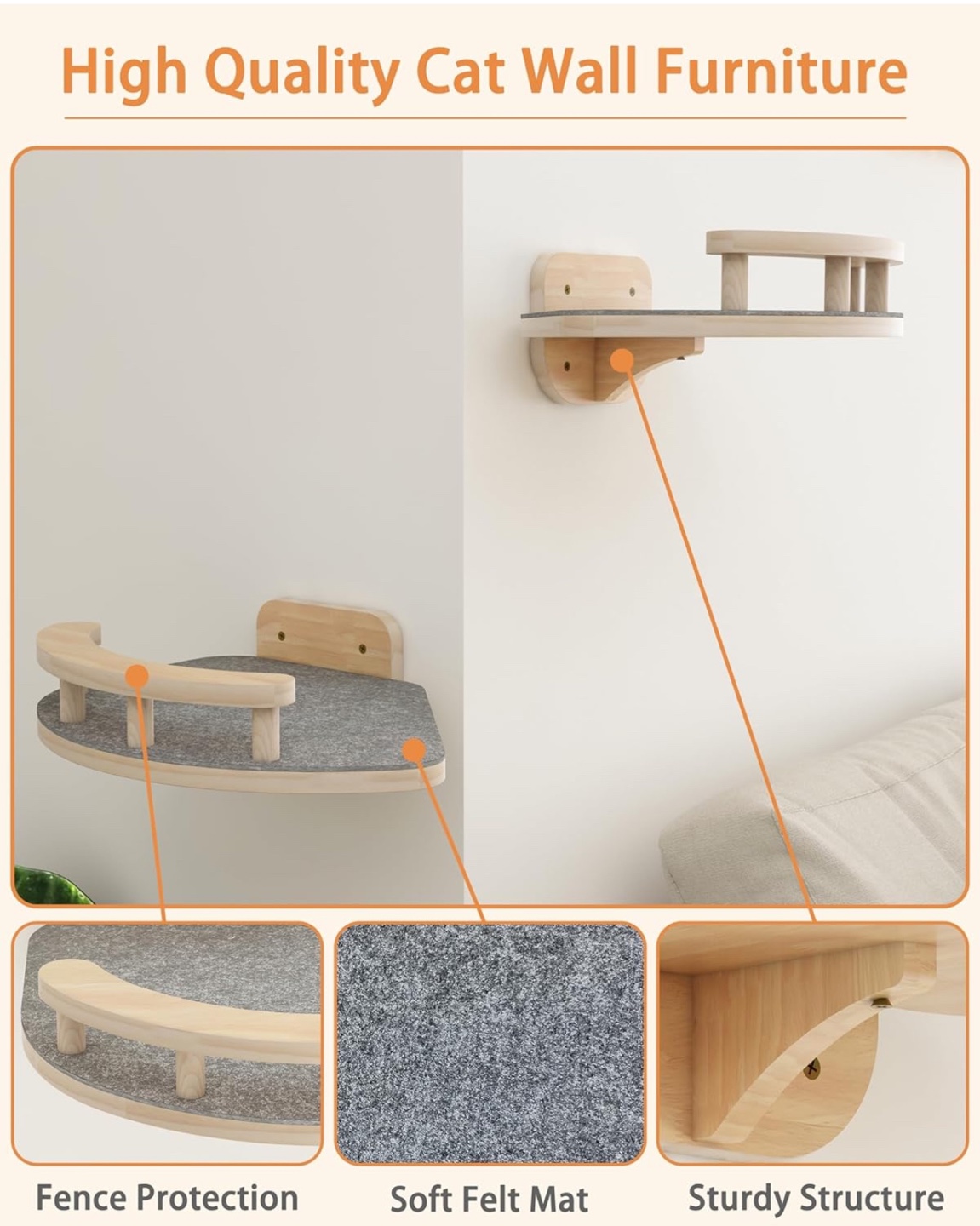 Cat Wall Shelf, Pet Furniture for Kitty - photo 3