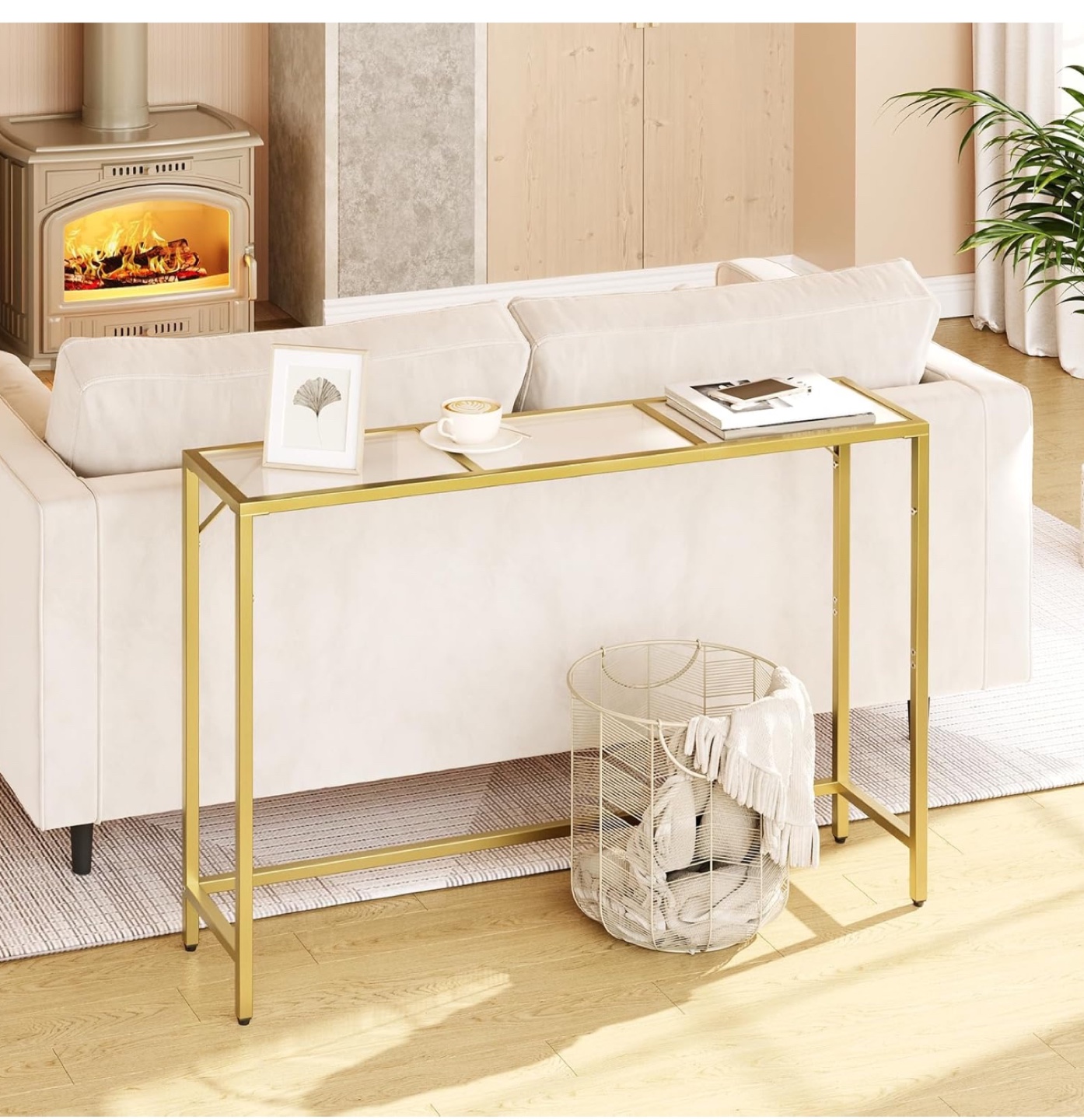 Gold Console Table with Glass Top - photo 5