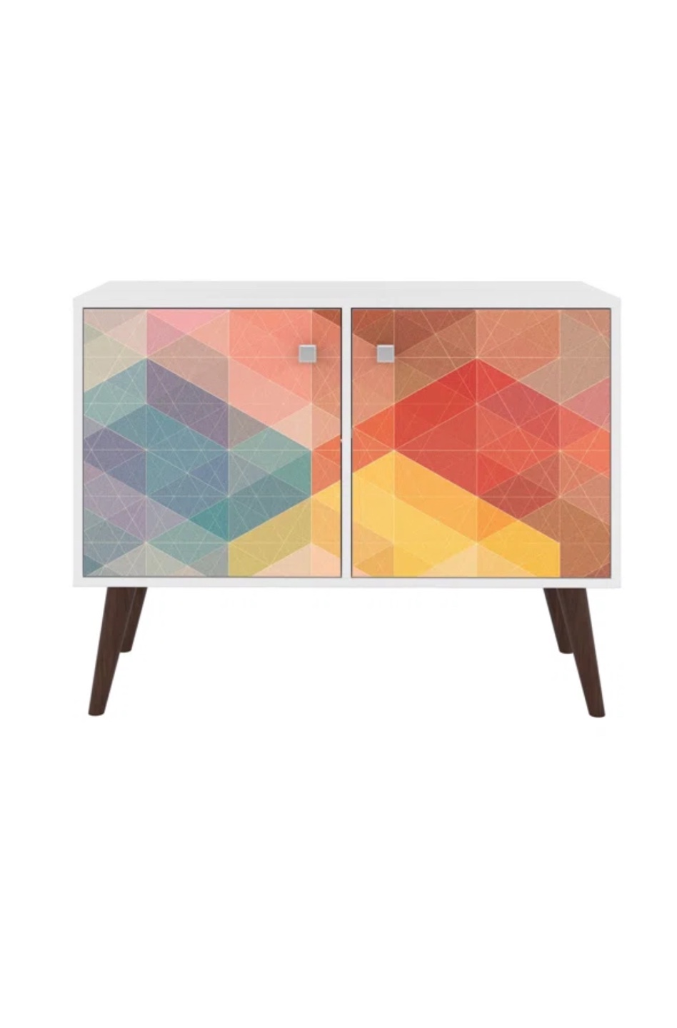 Mid Century Modern Cabinet with Geometric Print