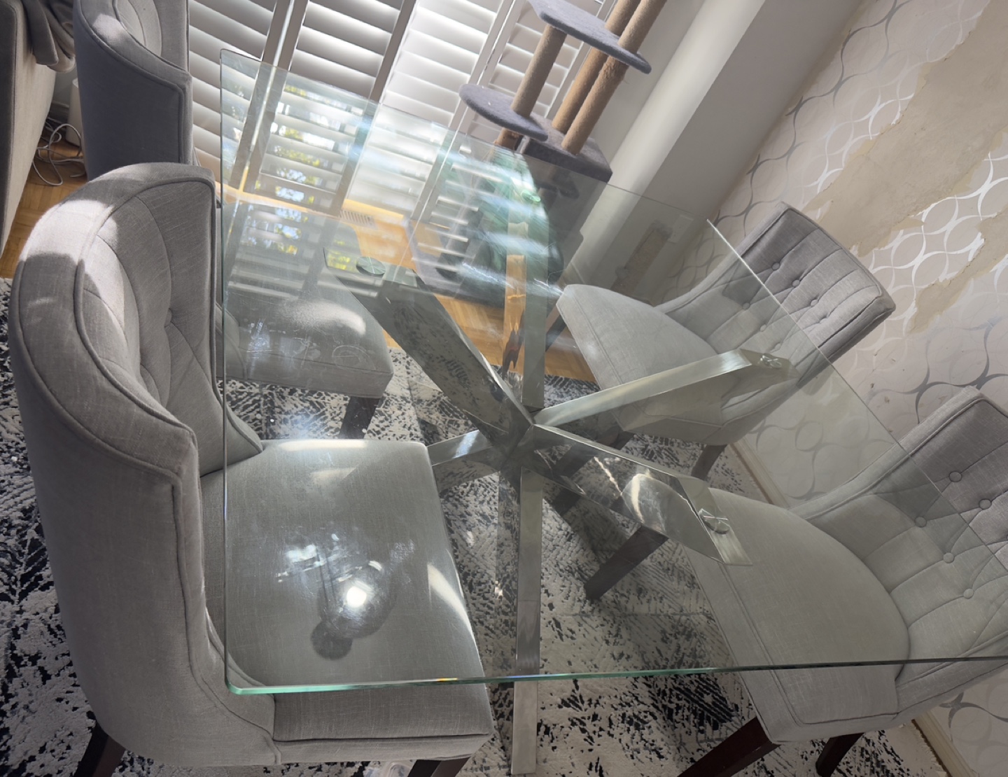 Glass dining table and chairs