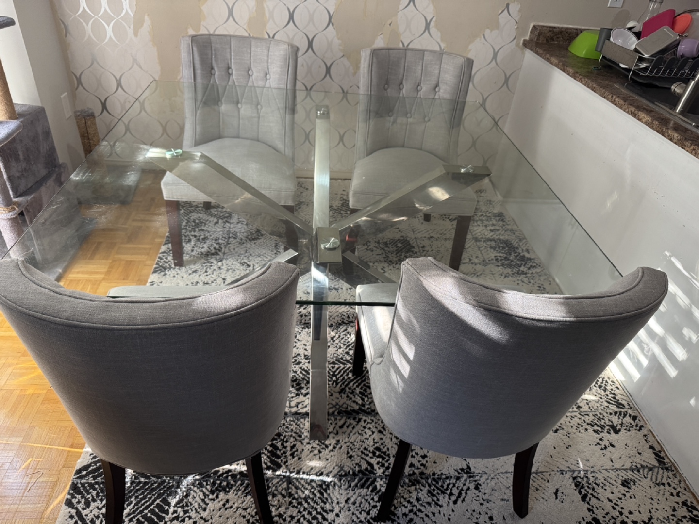 Glass dining table and chairs - photo 2