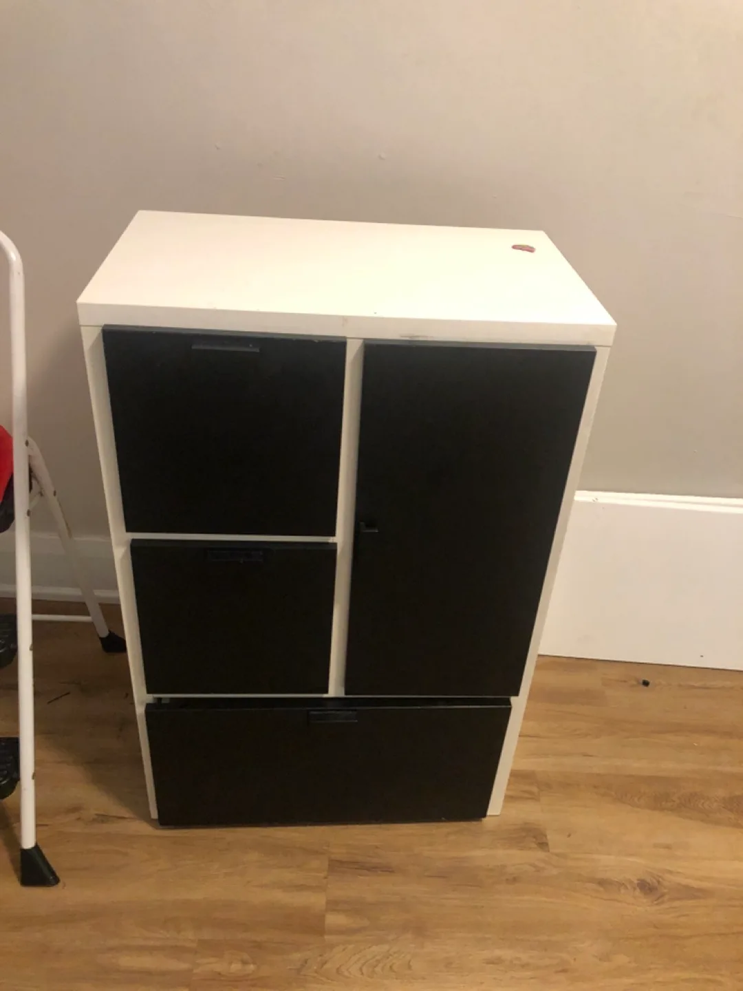 White and Black Cabinet with Doors and Drawers thumbnail