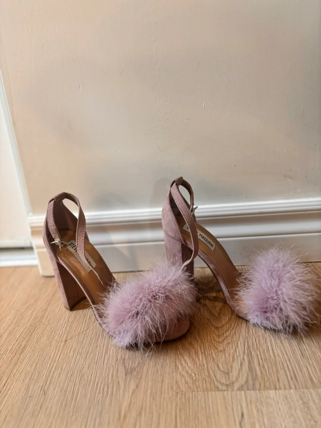 Steve Madden Pink Furry Heels thumbnail