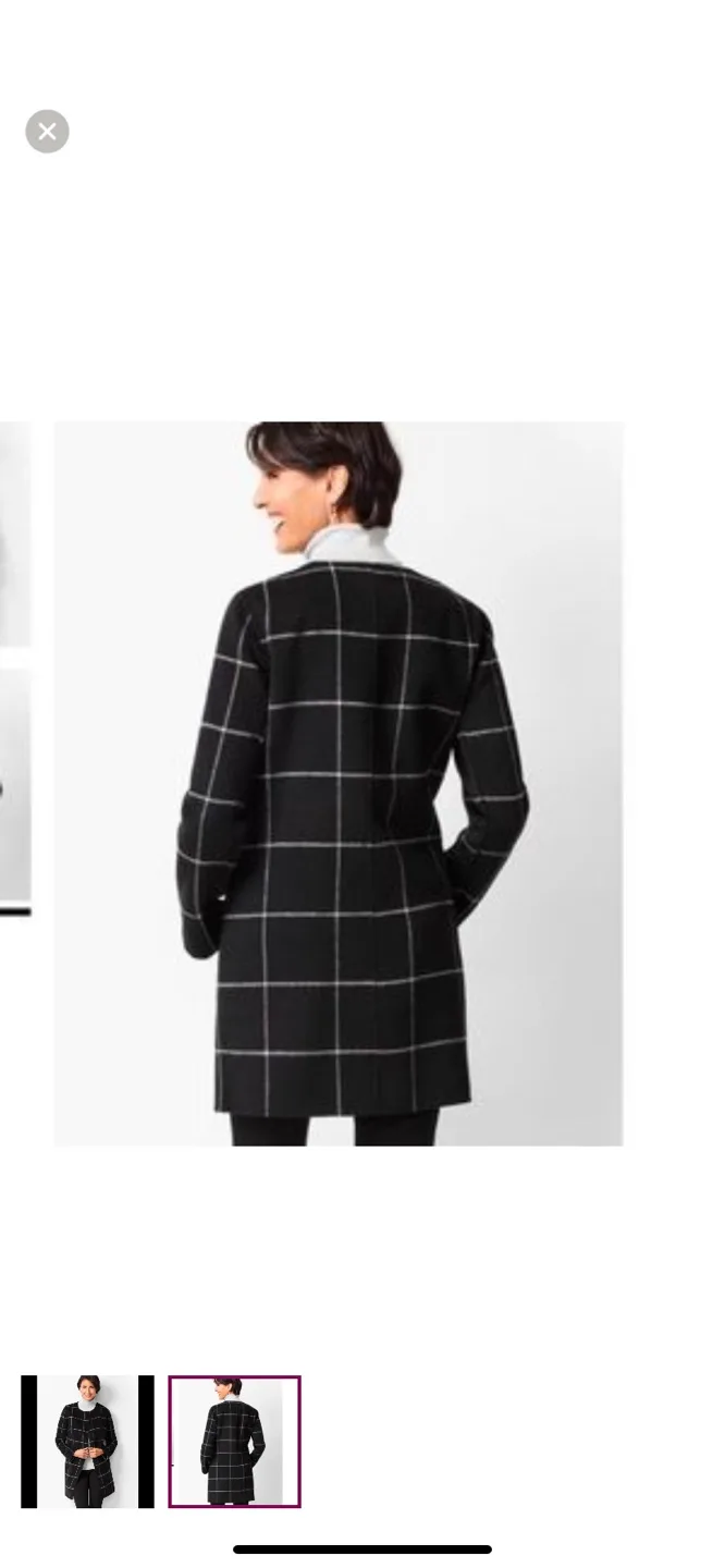 NWOT Talbots Wool Blend Plaid Topper Coat Jacket - Size XL image indicator(2)