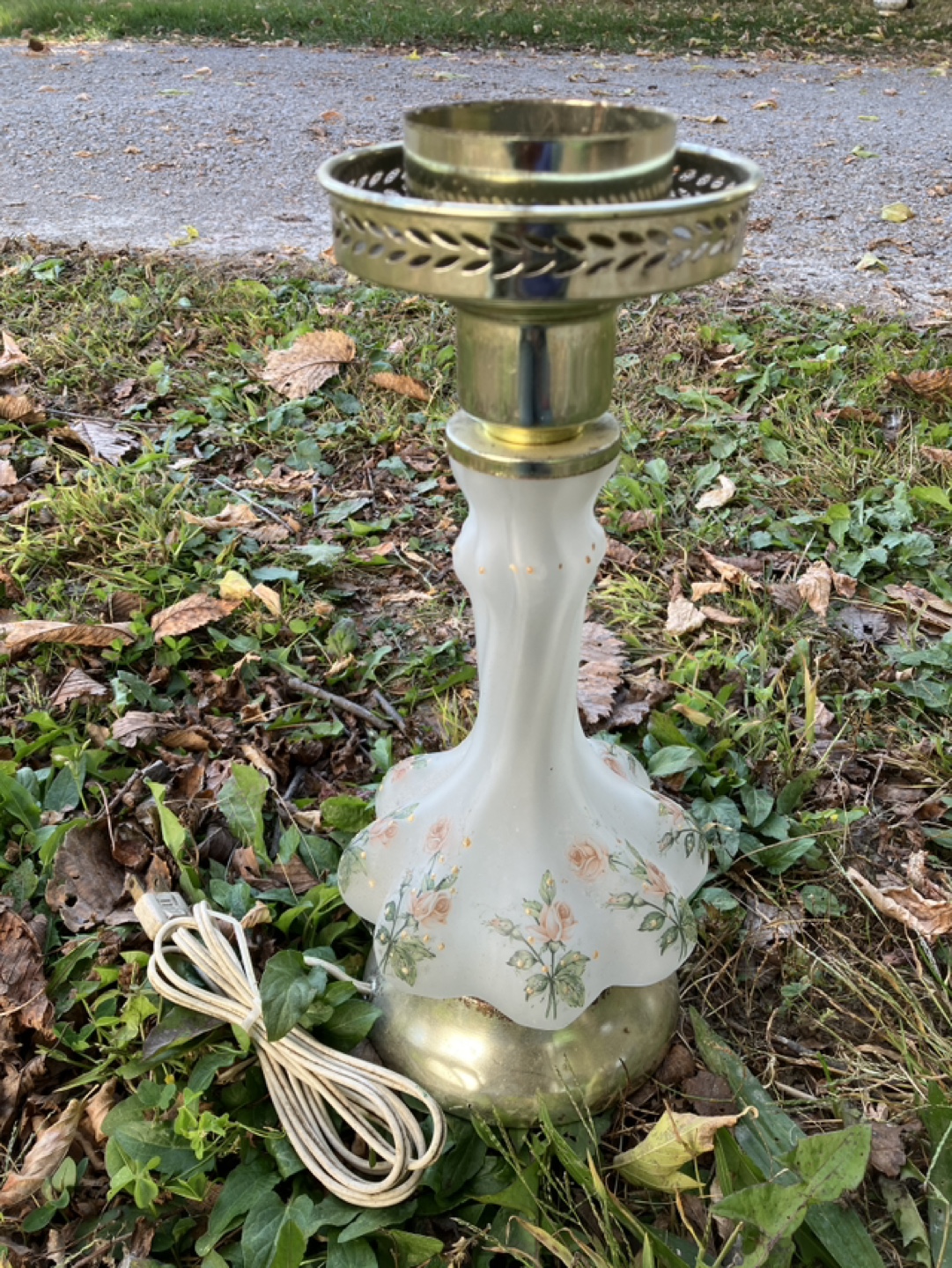Vintage Table Lamp with Rose Design