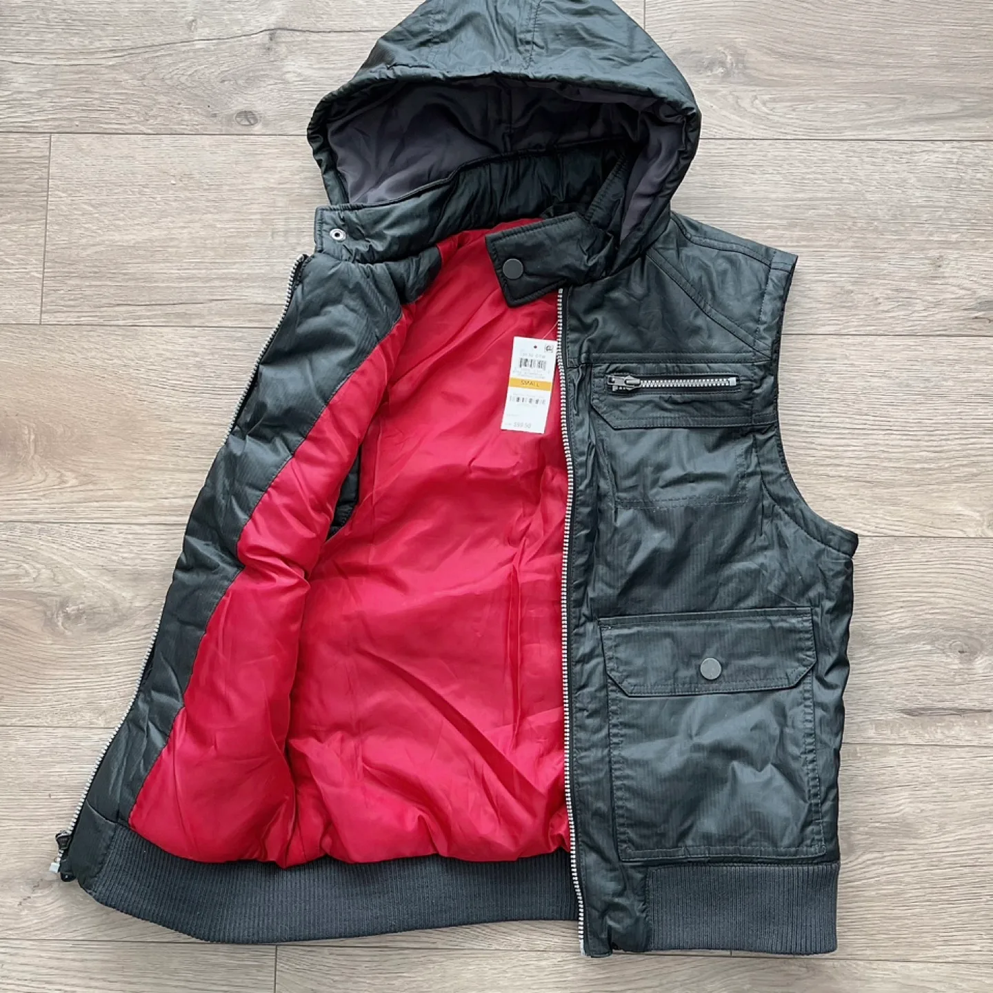 INC International Concepts Black Hooded Vest Size Small image indicator(2)