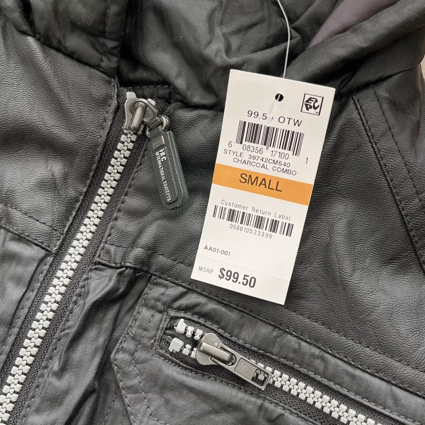 INC International Concepts Black Hooded Vest Size Small image indicator(4)