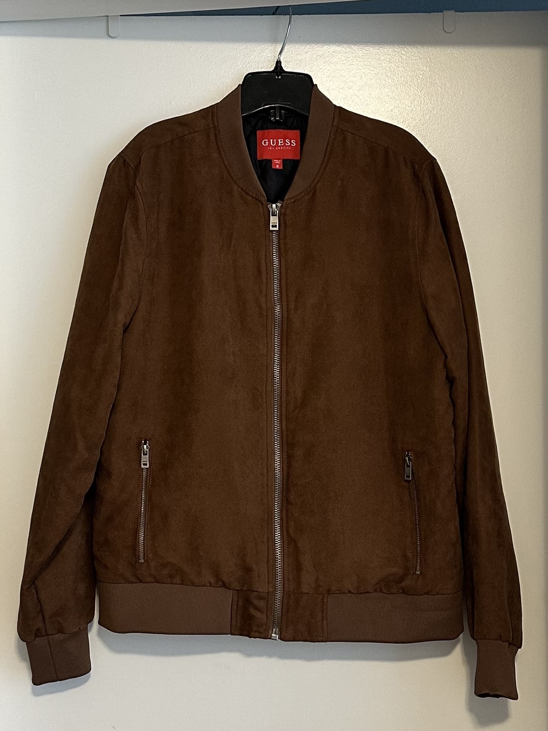 Guess Men's Brown Suede Bomber Jacket Size M