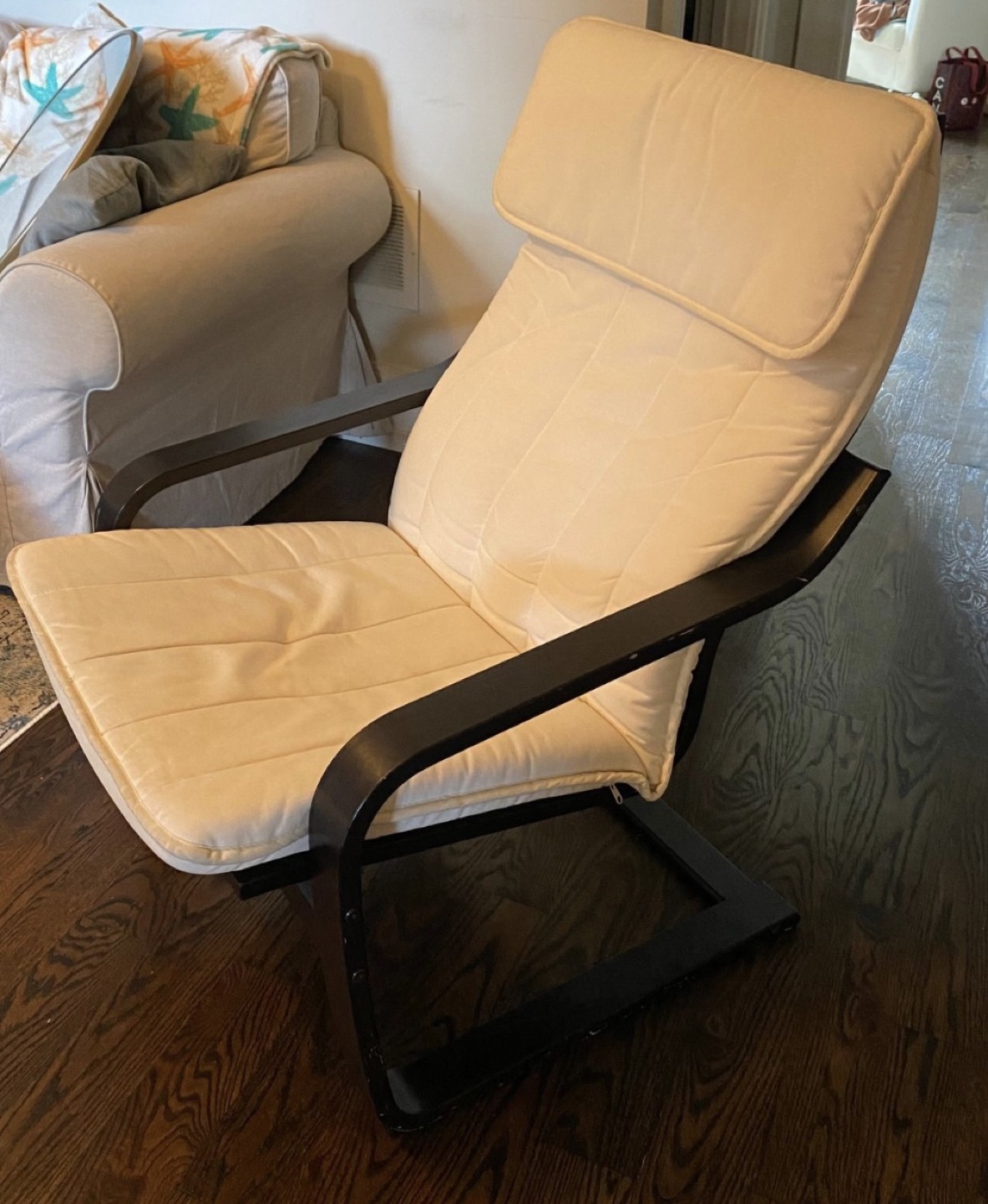 IKEA Poang Chair with White Cover