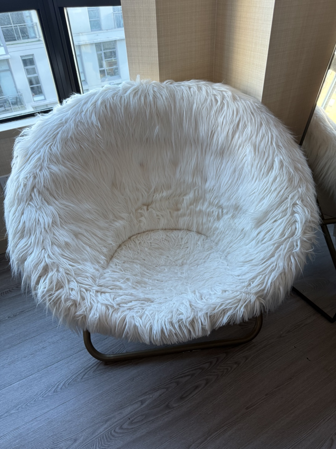 White Faux Fur Hang-A-Round Chair
