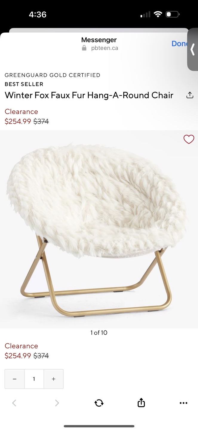 White Faux Fur Hang-A-Round Chair - photo 3