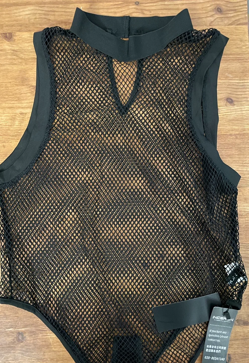 Incerun Mesh Collared Body Suit thumbnail